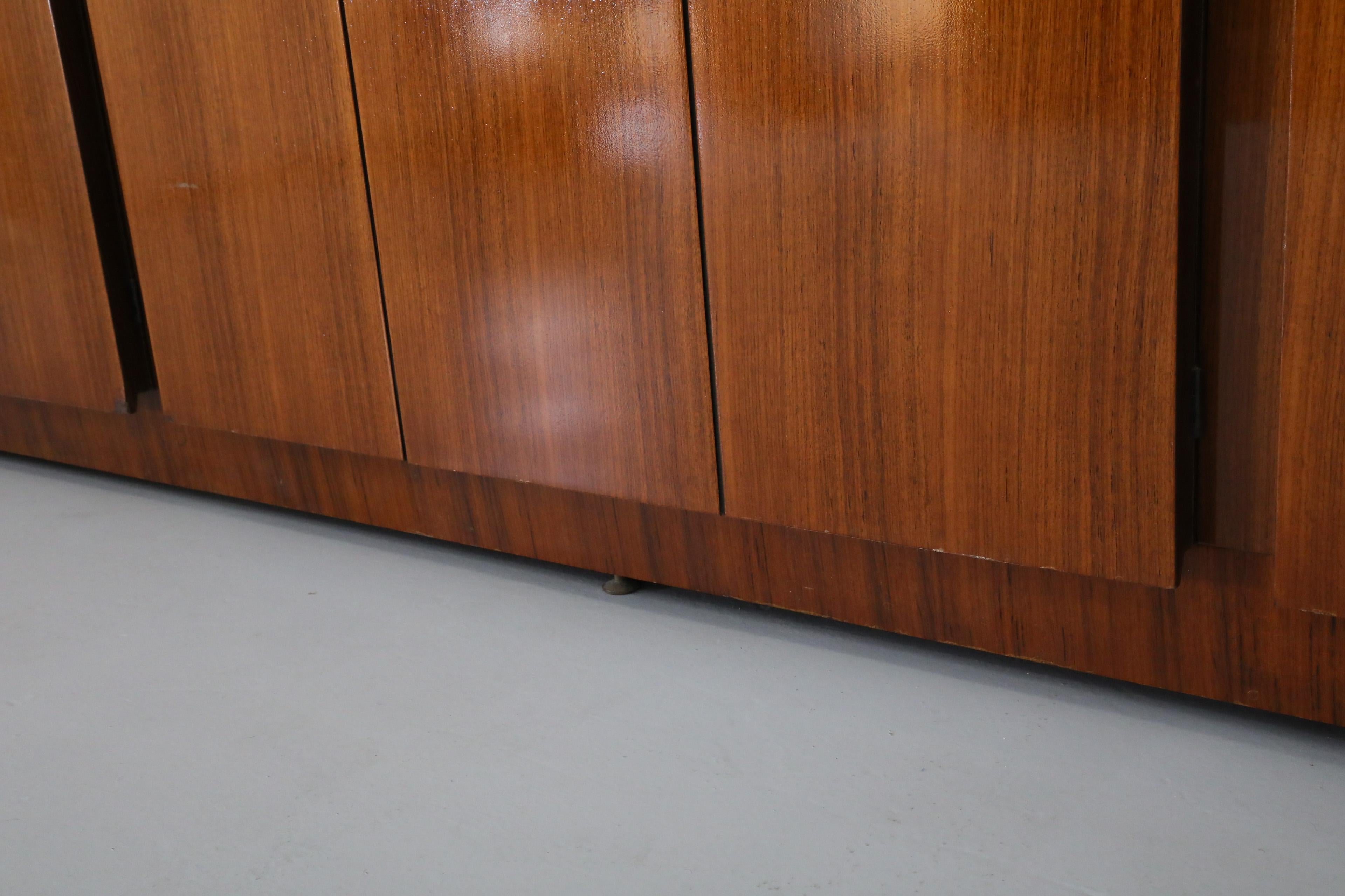 Ico Parisi Attributed, Teak Wall Display Unit with Multi-Colored Drawers For Sale 12