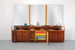 Ico Parisi Attributed, Teak Wall Display Unit with Multi-Colored Drawers