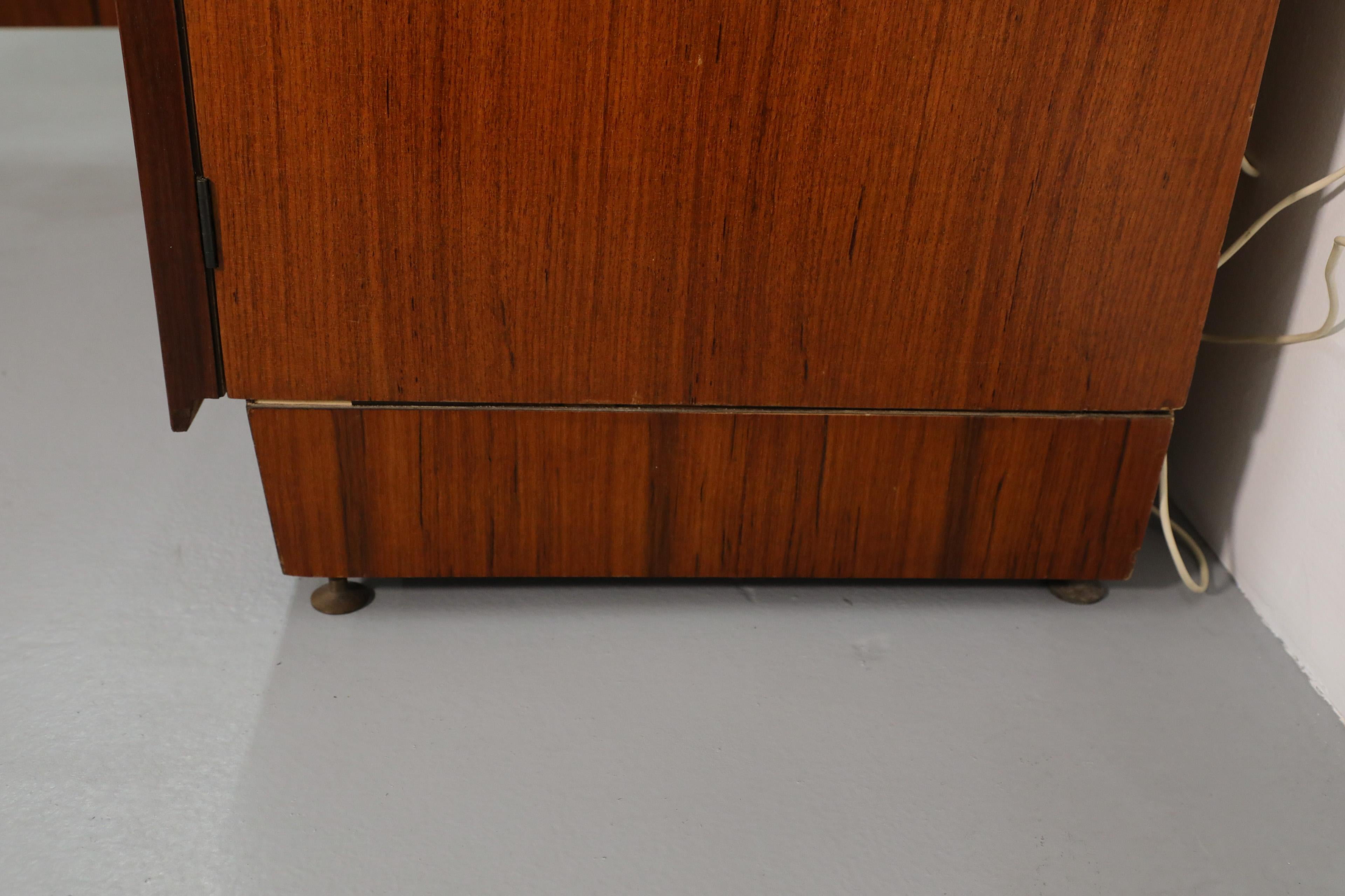 Ico Parisi Attributed, Teak Wall Display Unit with Multi-Colored Drawers For Sale 13