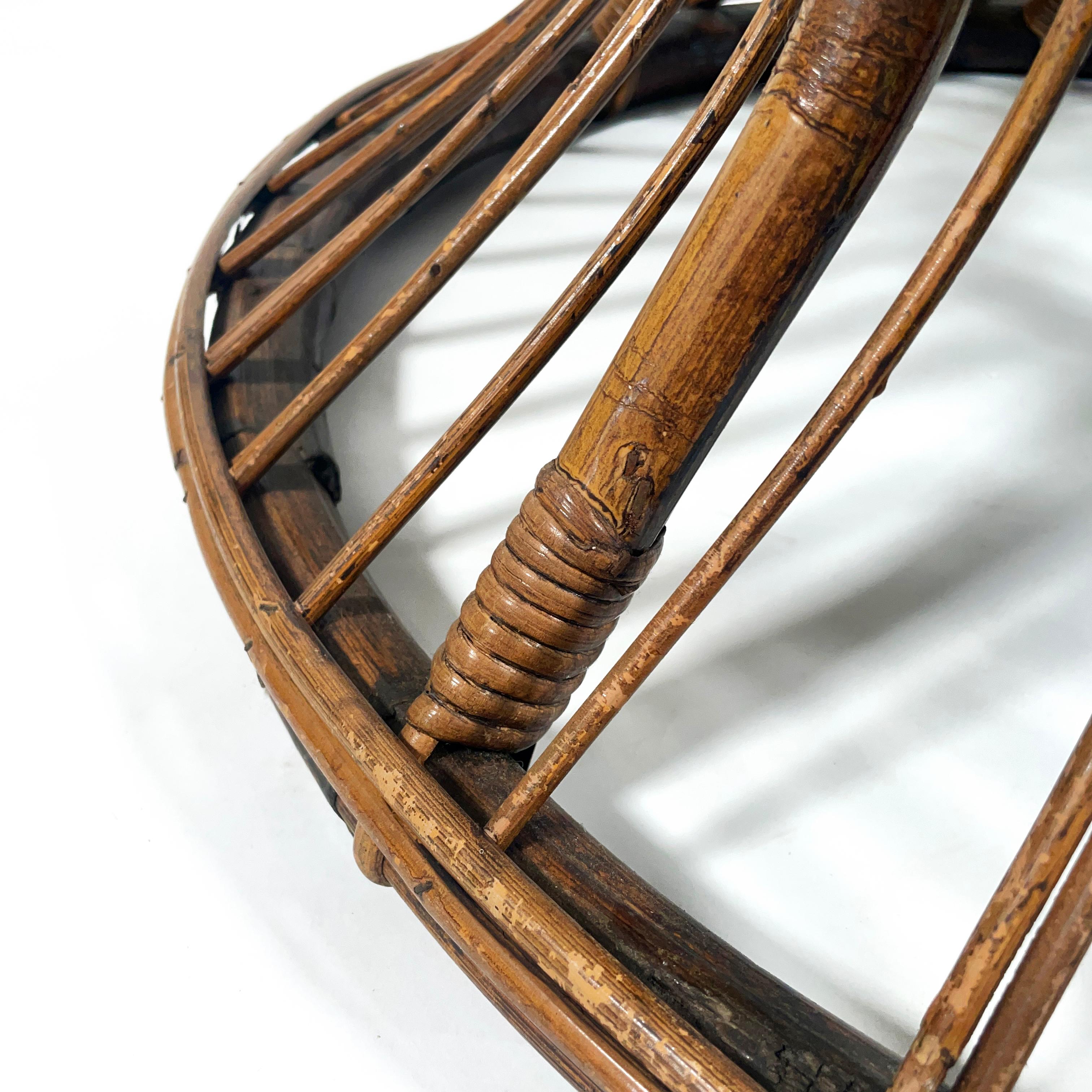 Mid Century Bamboo Italian Peacock Chair 1950s For Sale 6
