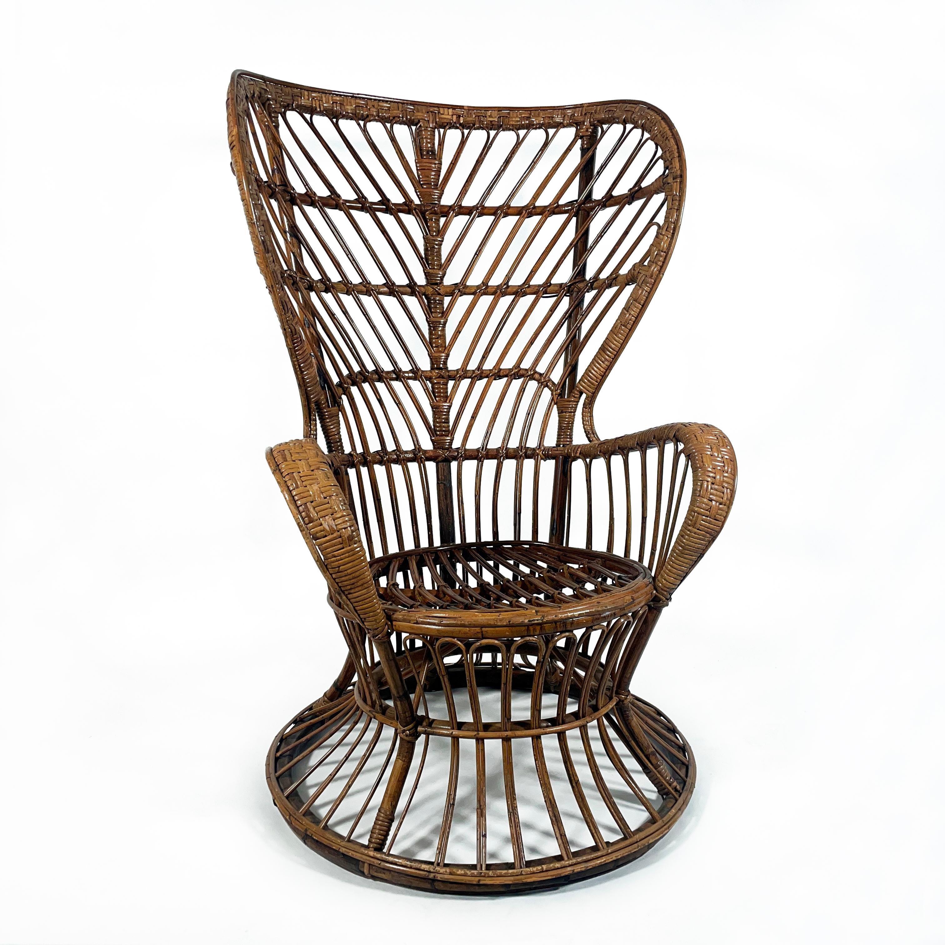 Mid Century Bamboo Italian Peacock Chair 1950s In Good Condition For Sale In Regensburg, DE