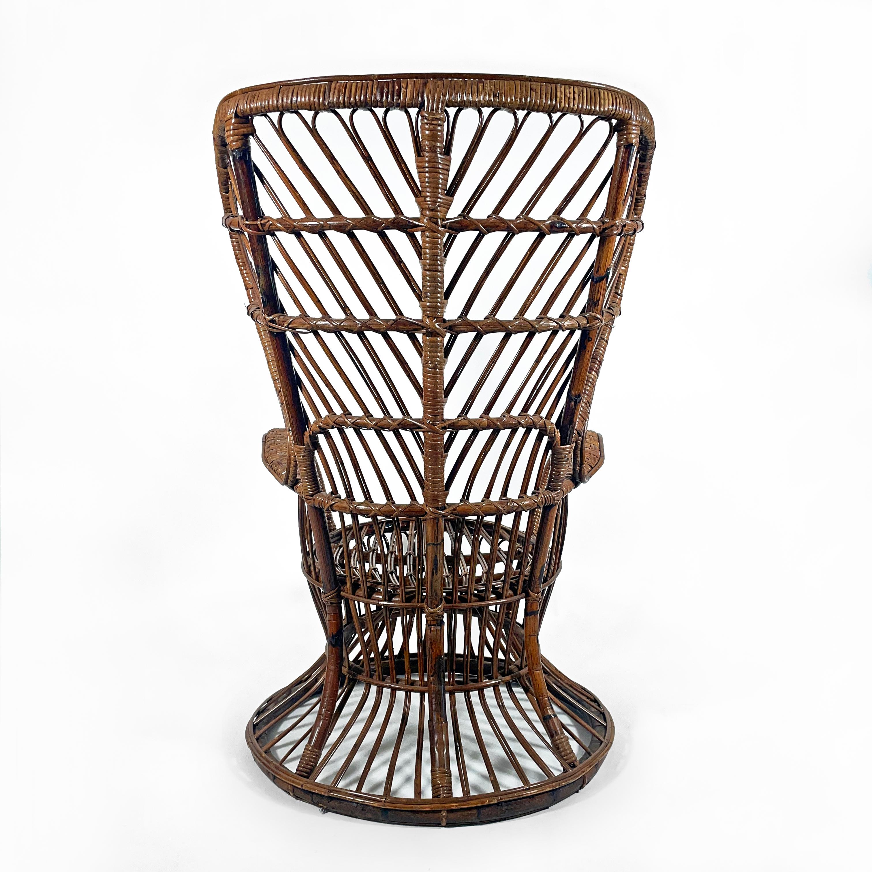 Mid-20th Century Mid Century Bamboo Italian Peacock Chair 1950s For Sale