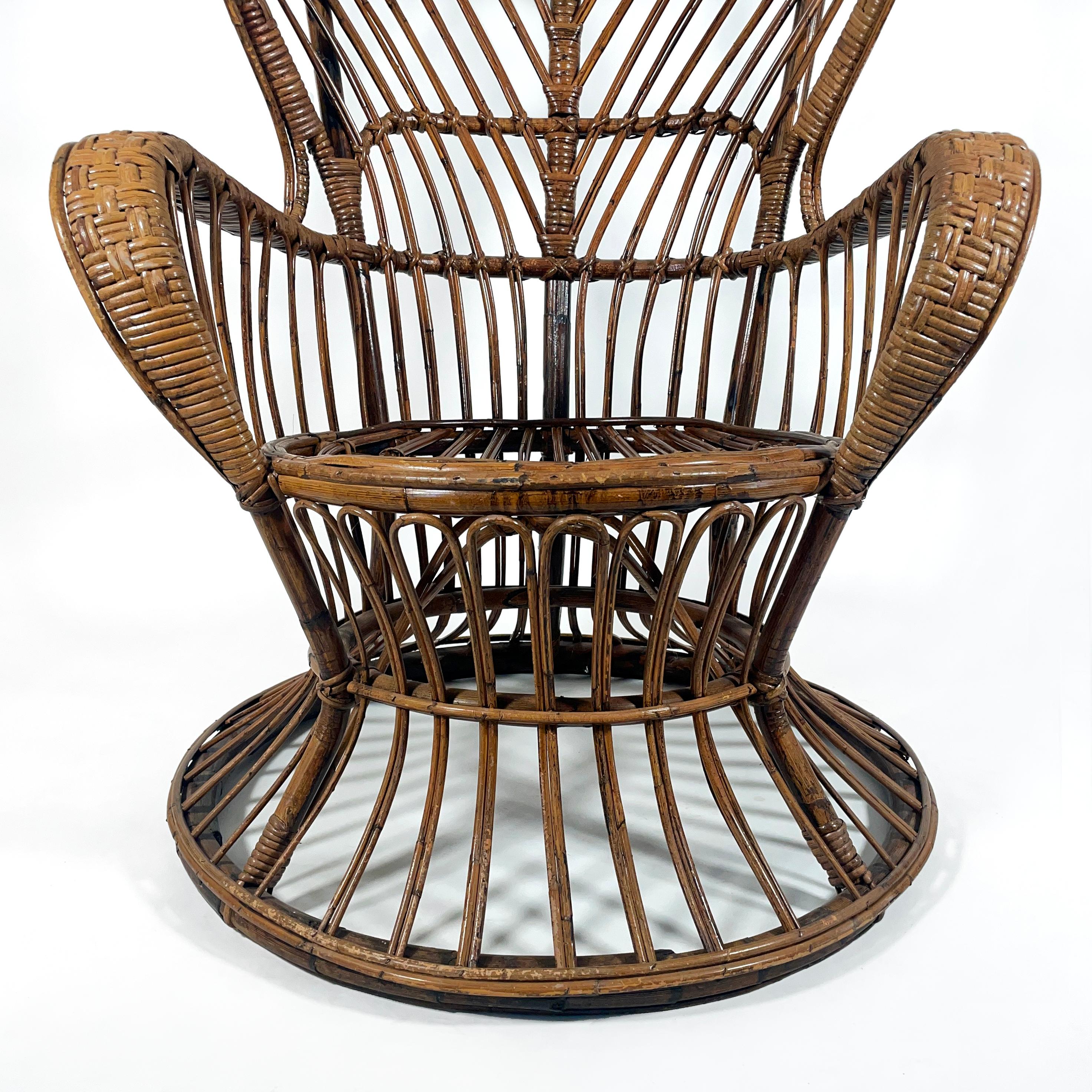 Mid Century Bamboo Italian Peacock Chair 1950s For Sale 1