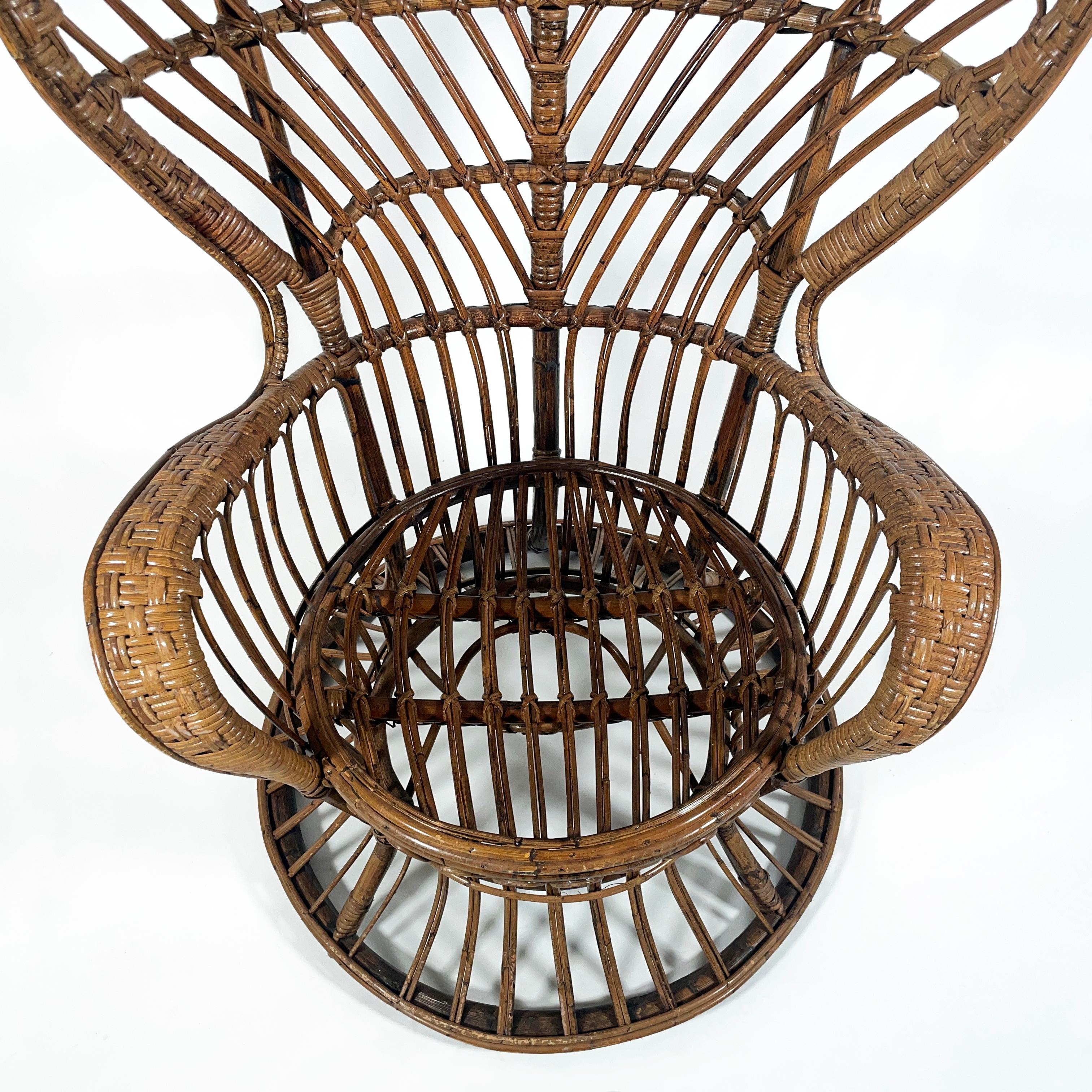 Mid Century Bamboo Italian Peacock Chair 1950s For Sale 2