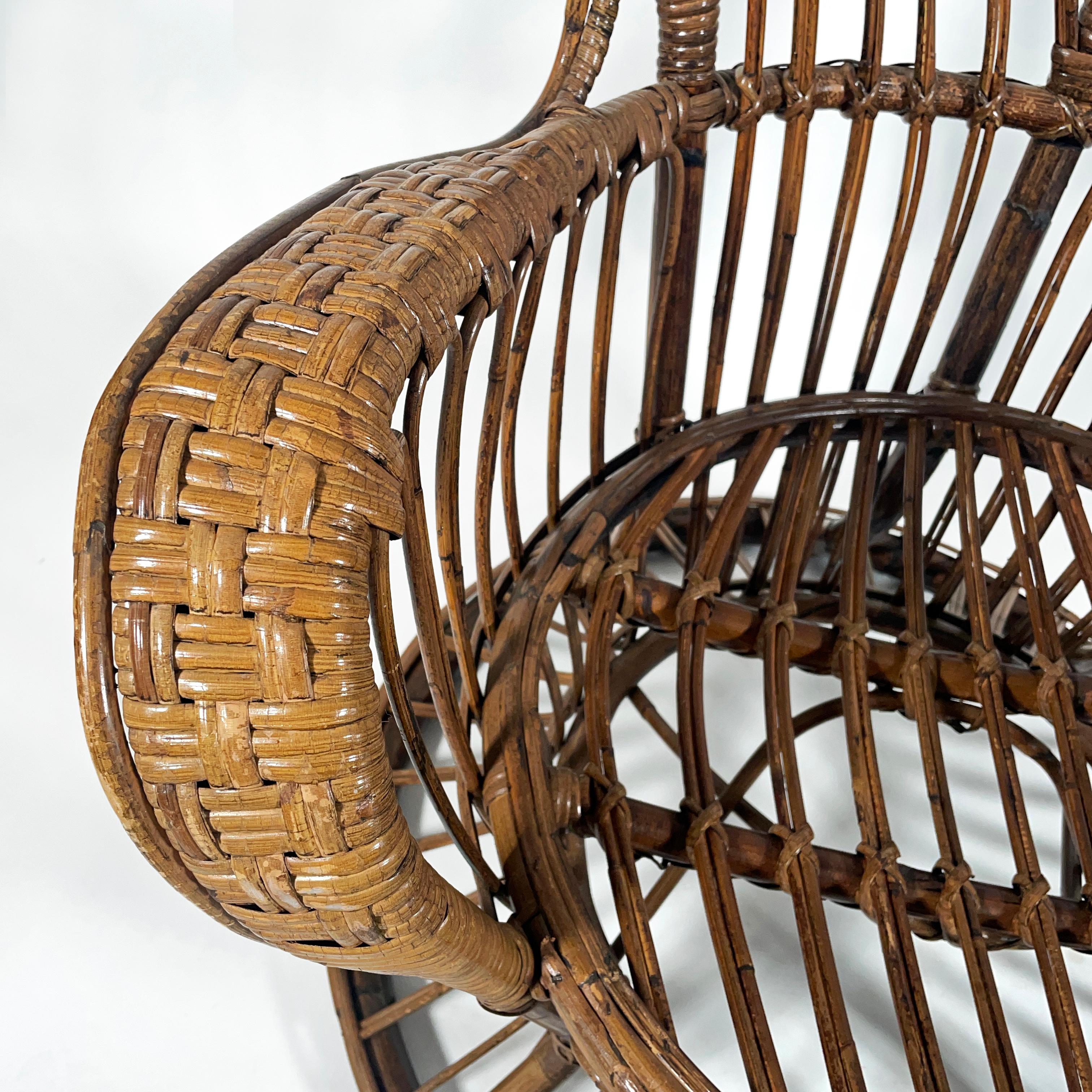 Mid Century Bamboo Italian Peacock Chair 1950s For Sale 3
