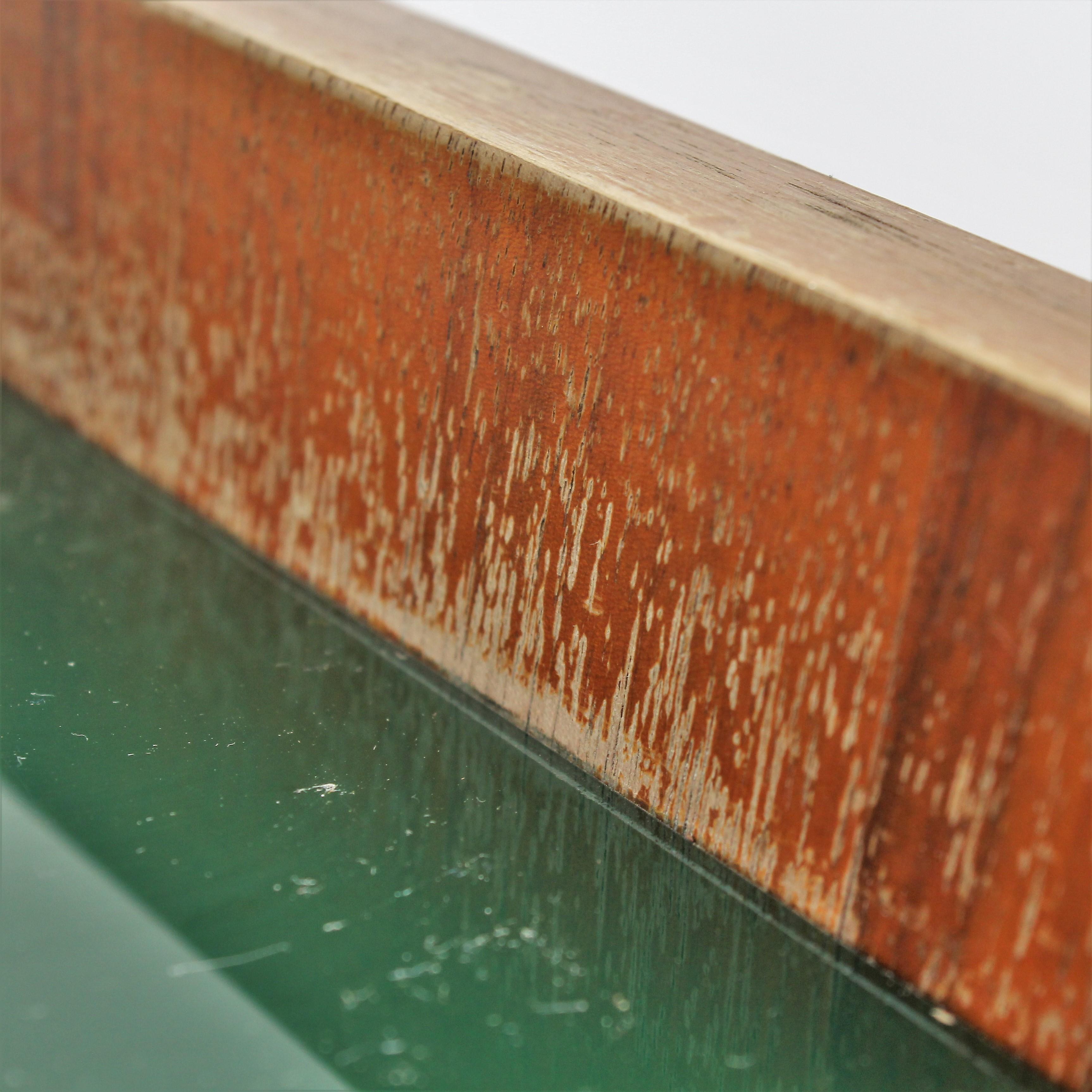 Midcentury Gio Ponti Maple Wood Console with Green Glass, Italy, 1950s 10