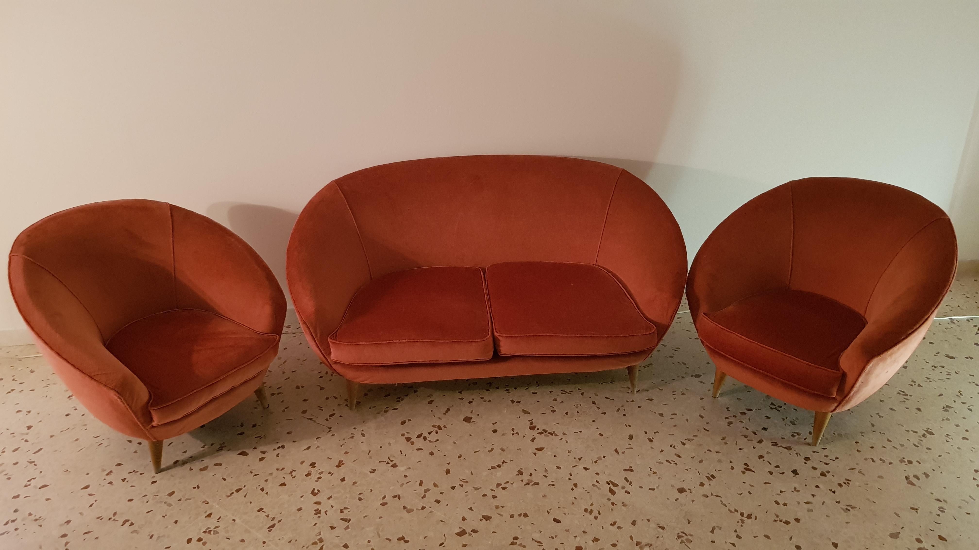 coral armchairs