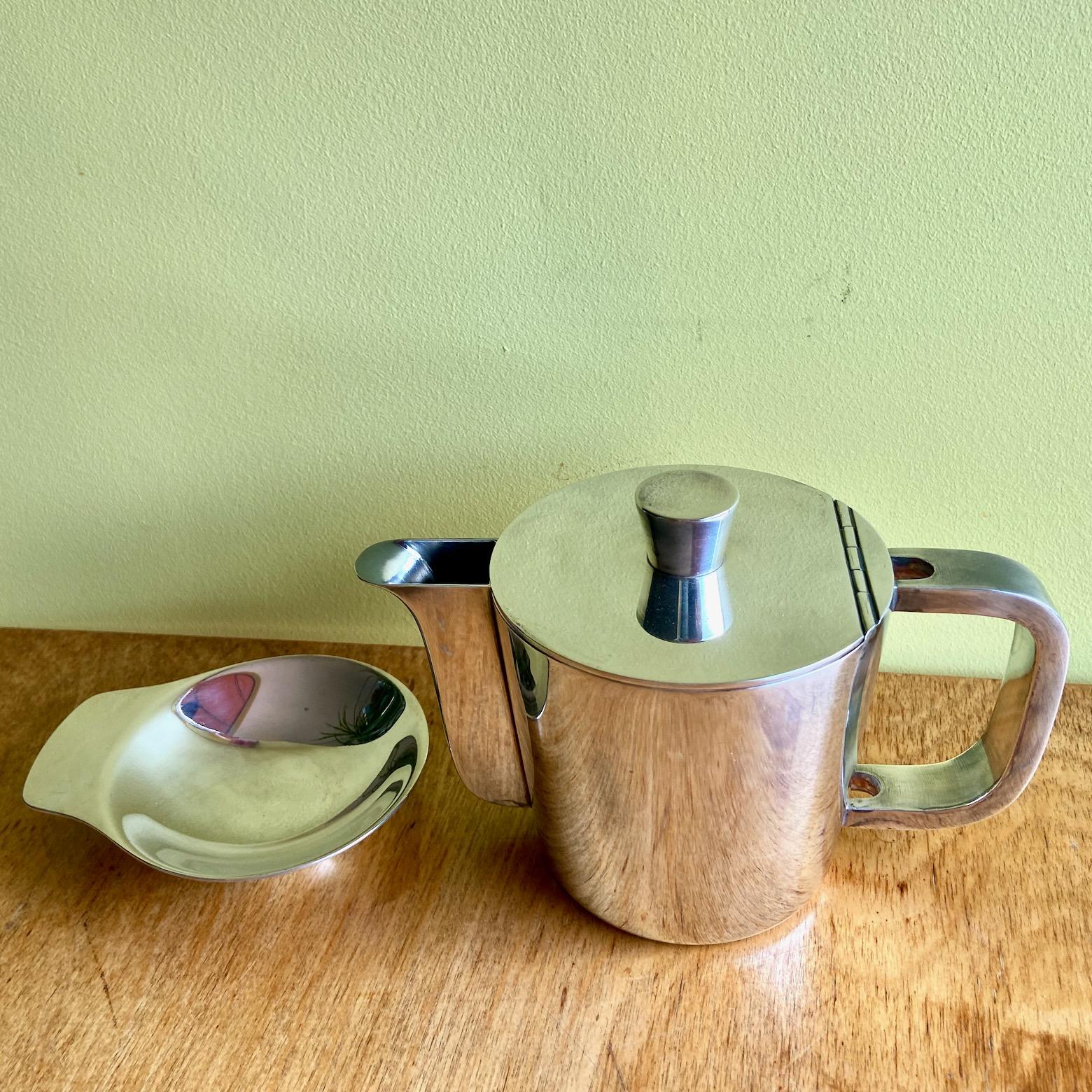 Mid-century Gio Ponti silver plated coffee pot and a tiny Arthur Krupp dish 7