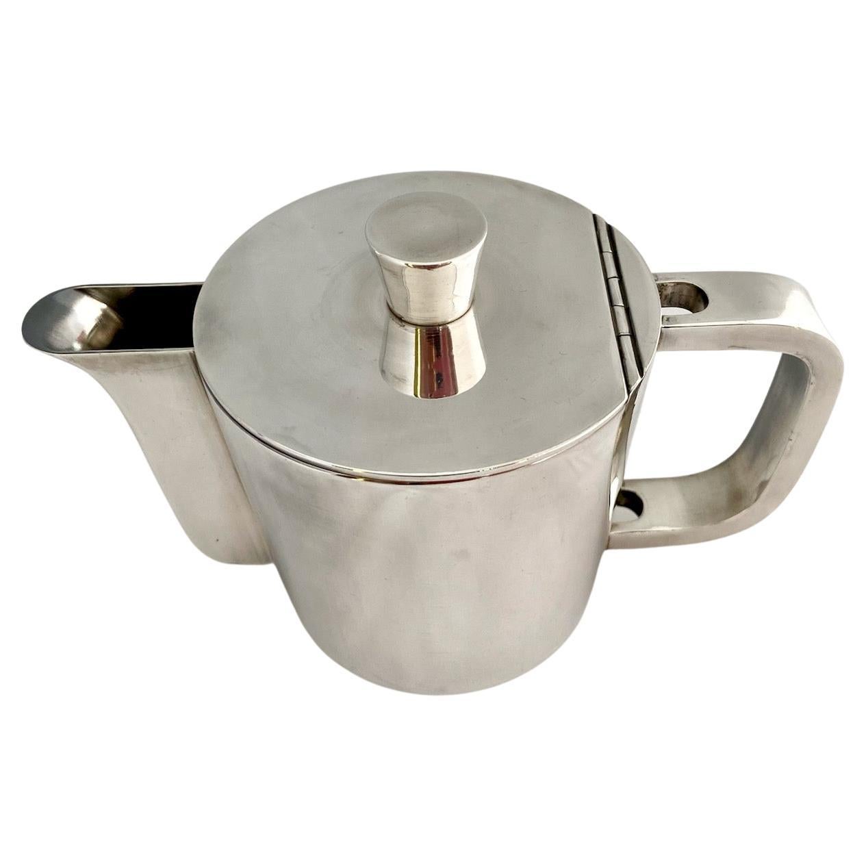 Silvered Mid-century Gio Ponti silver plated coffee pot and a tiny Arthur Krupp dish