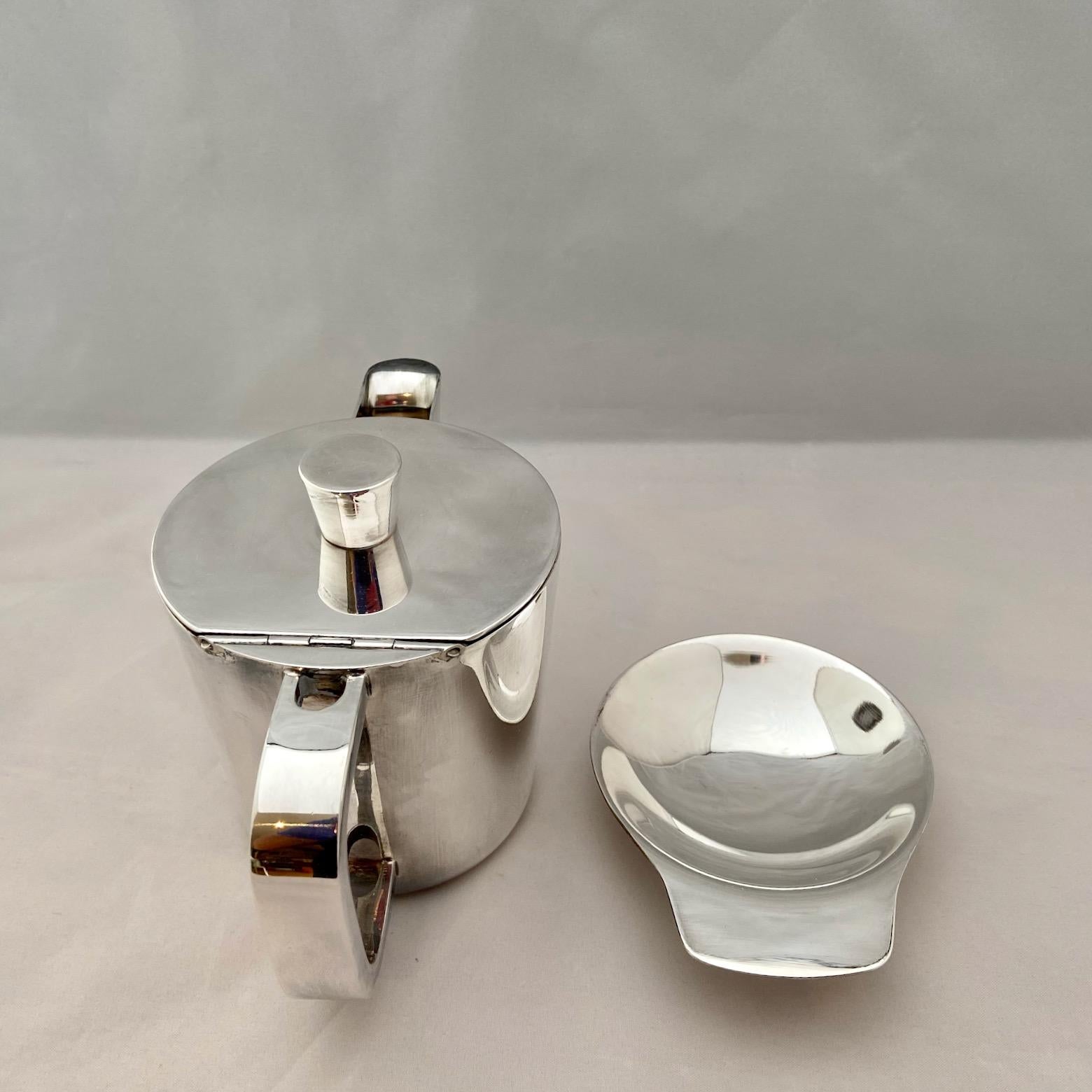 Mid-Century Gio Ponti Silver Plated Coffee Pot and tiny Dish for Arthur Krupp 4