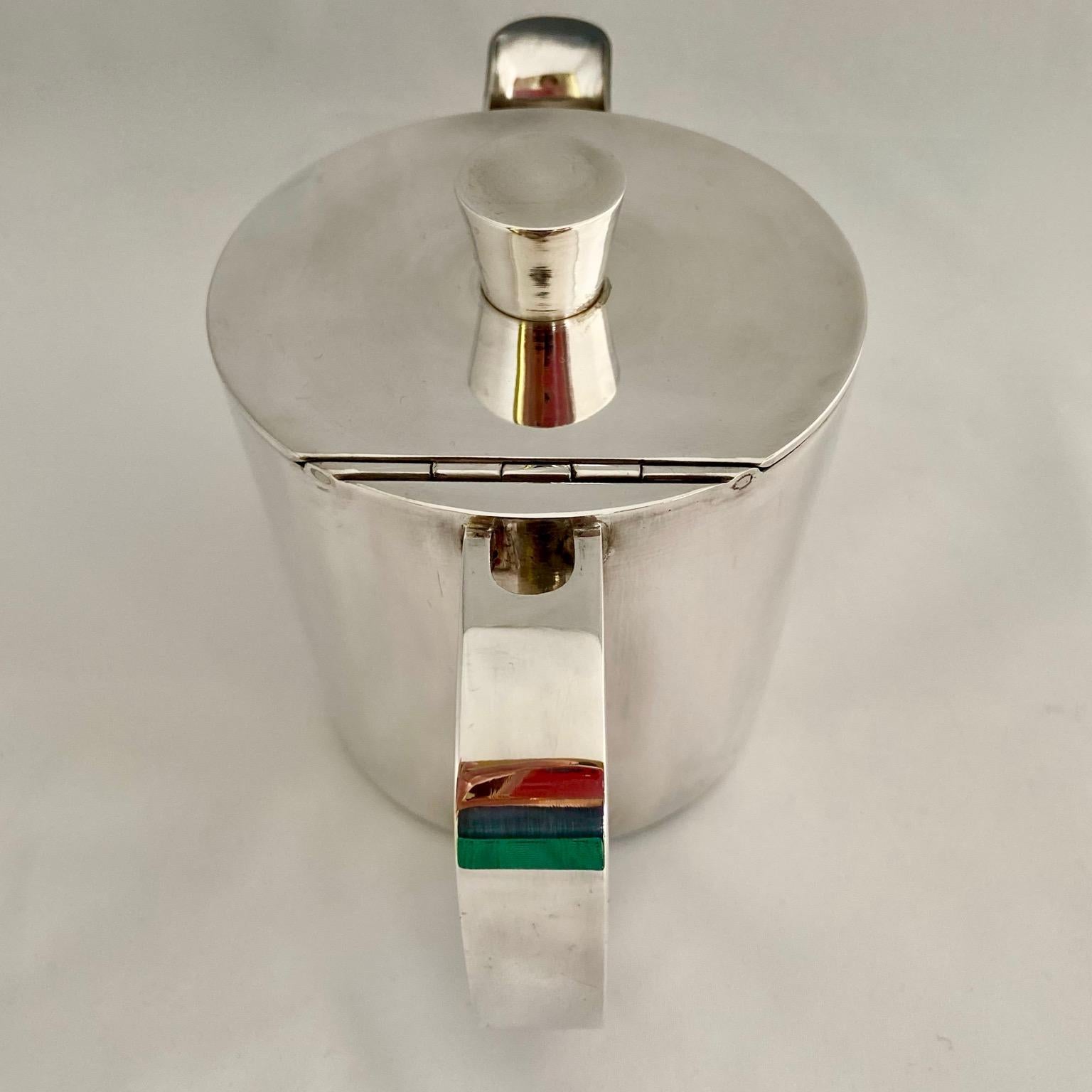 Silvered Mid-Century Gio Ponti Silver Plated Coffee Pot and tiny Dish for Arthur Krupp