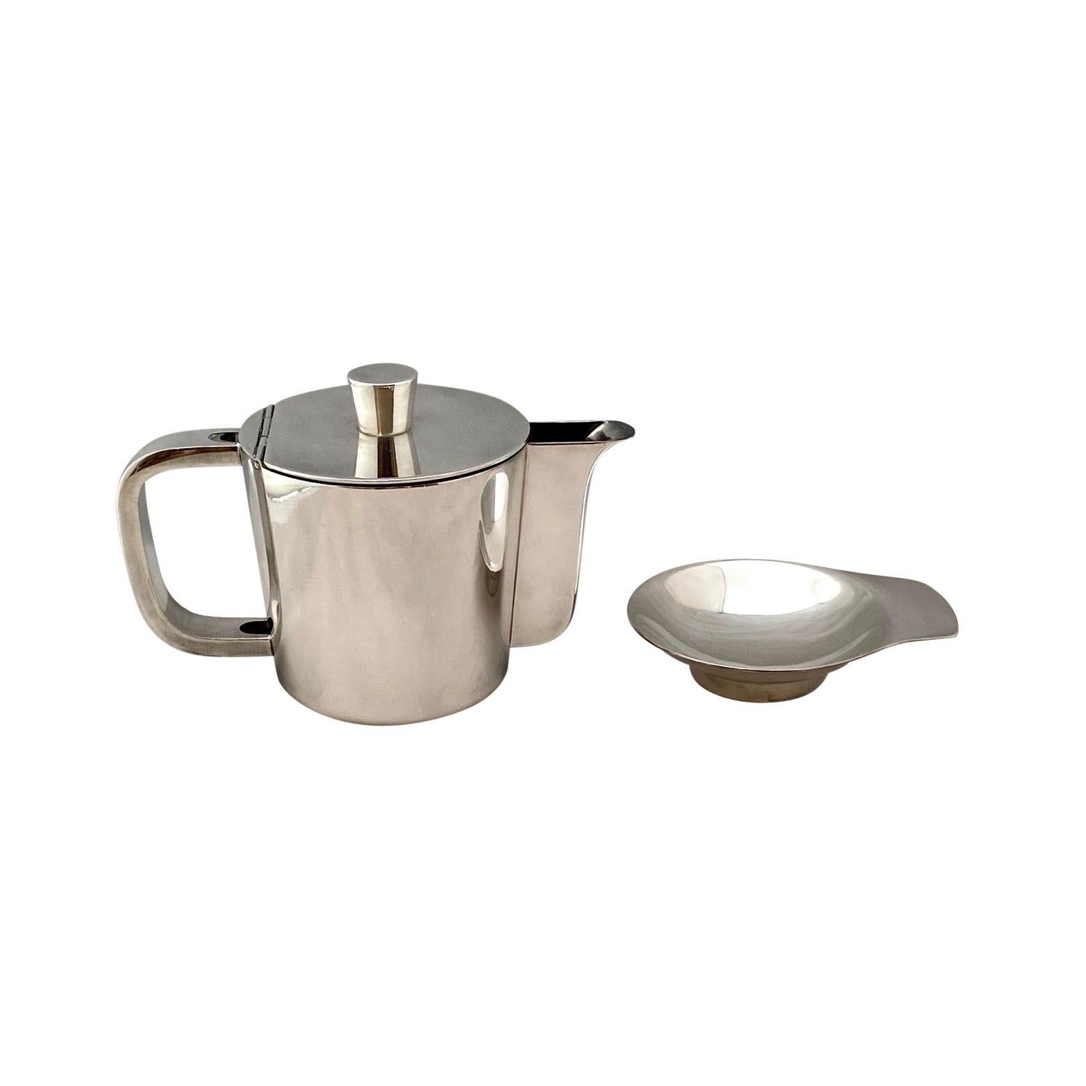 Alpaca Mid-Century Gio Ponti Silver Plated Coffee Pot and tiny Dish for Arthur Krupp