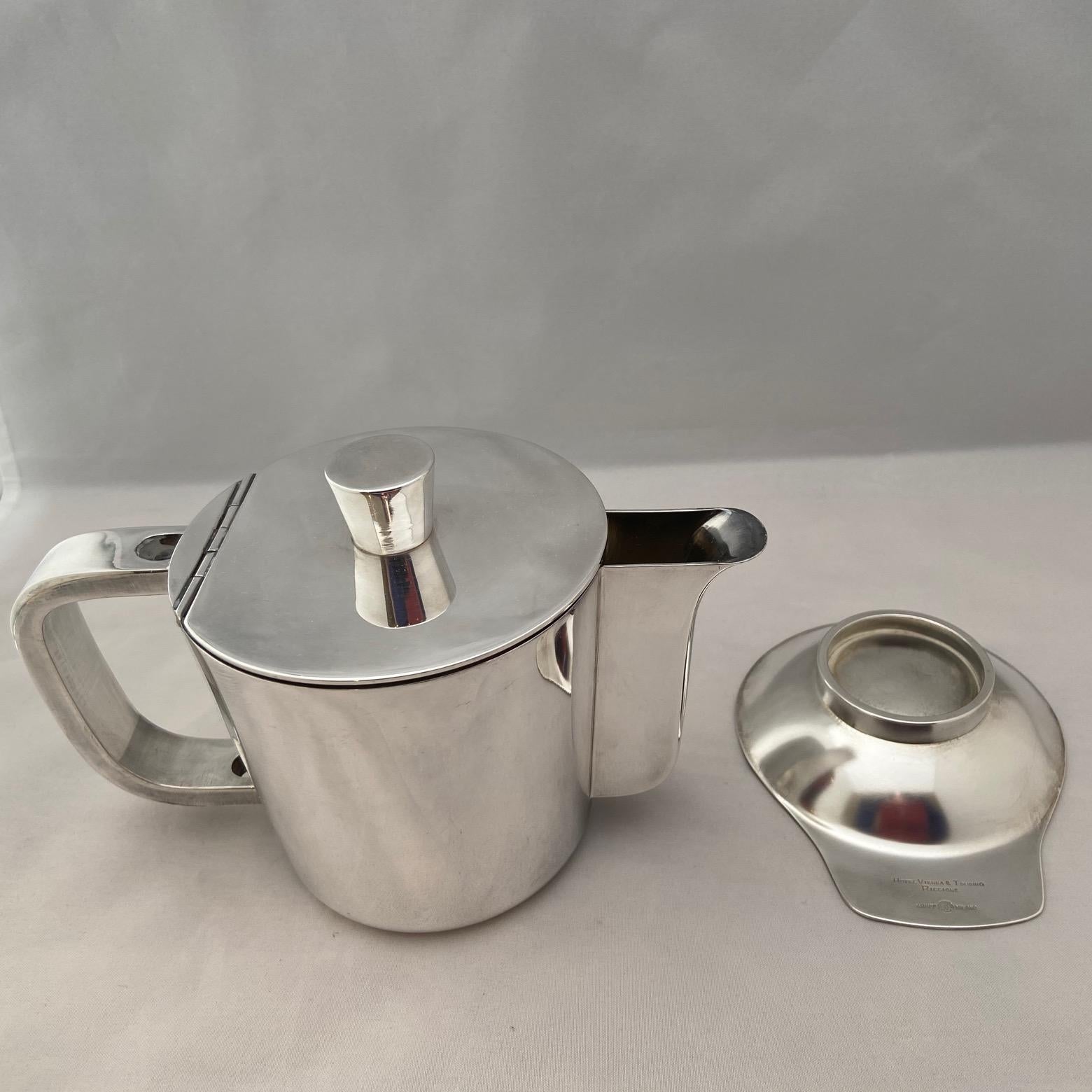 Mid-Century Gio Ponti Silver Plated Coffee Pot and tiny Dish for Arthur Krupp 6