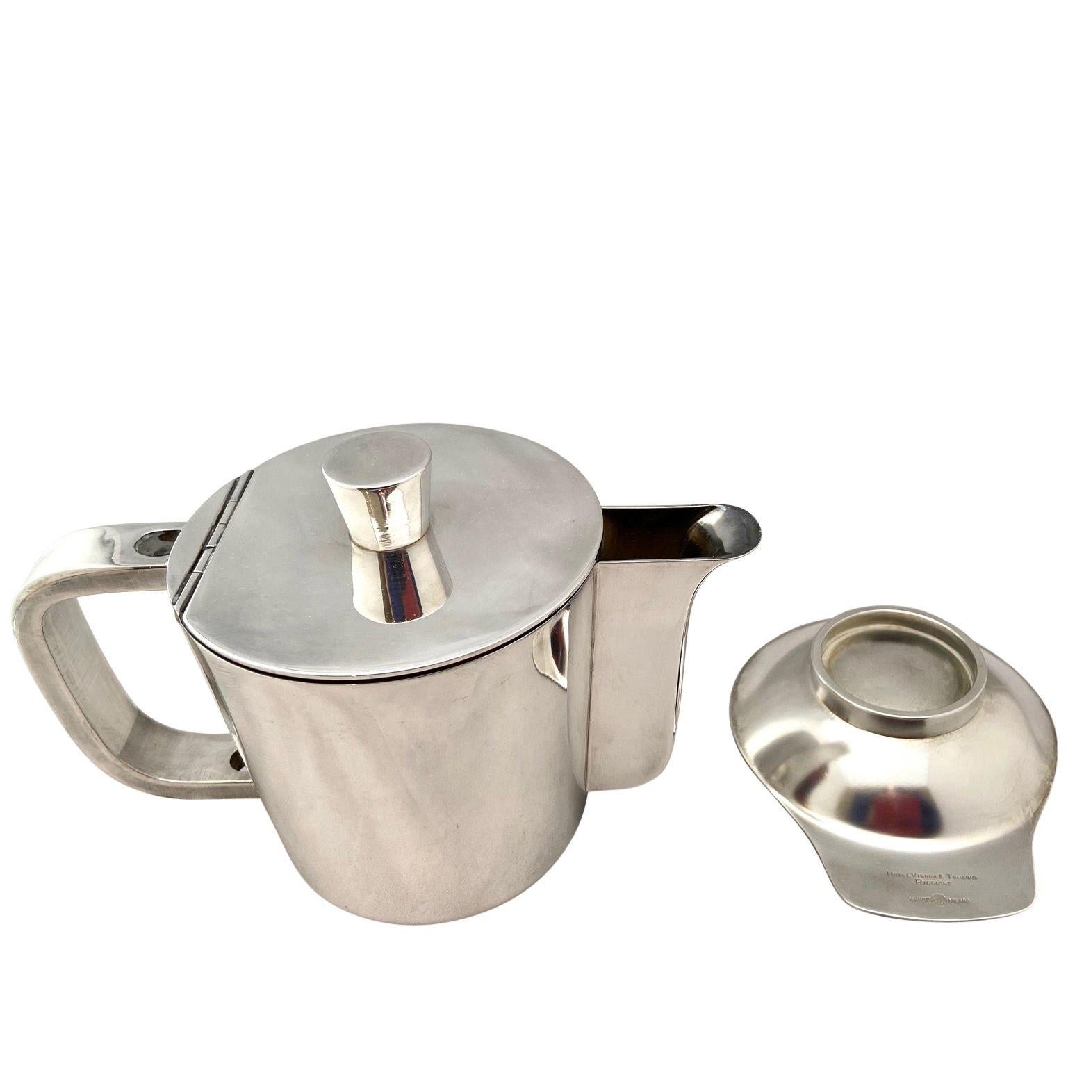 Mid-Century Gio Ponti Silver Plated Coffee Pot and tiny Dish for Arthur Krupp 2