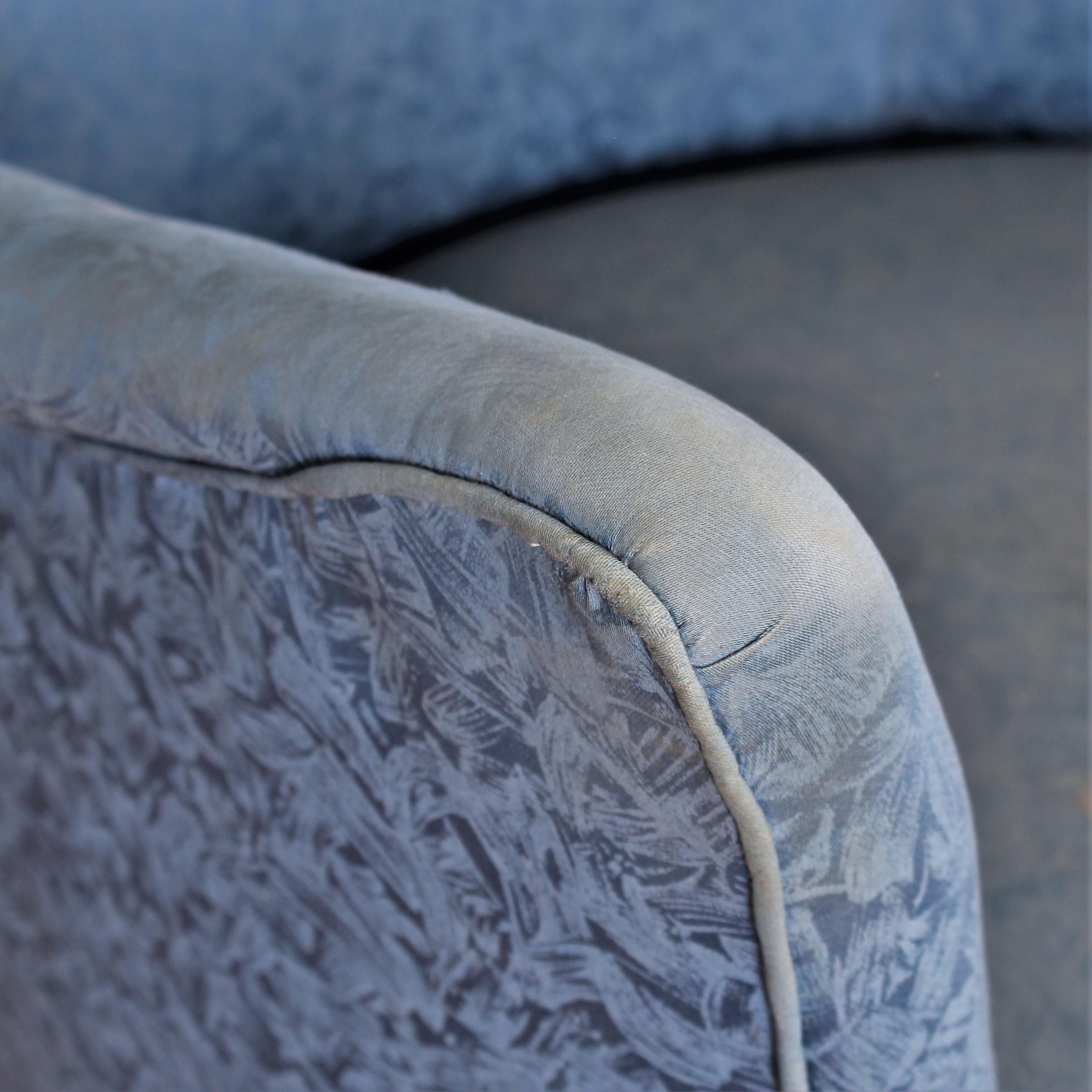 Midcentury Gio Ponti Style Blue Fabric Armchair, Set of 2, 1950s, Italy 4