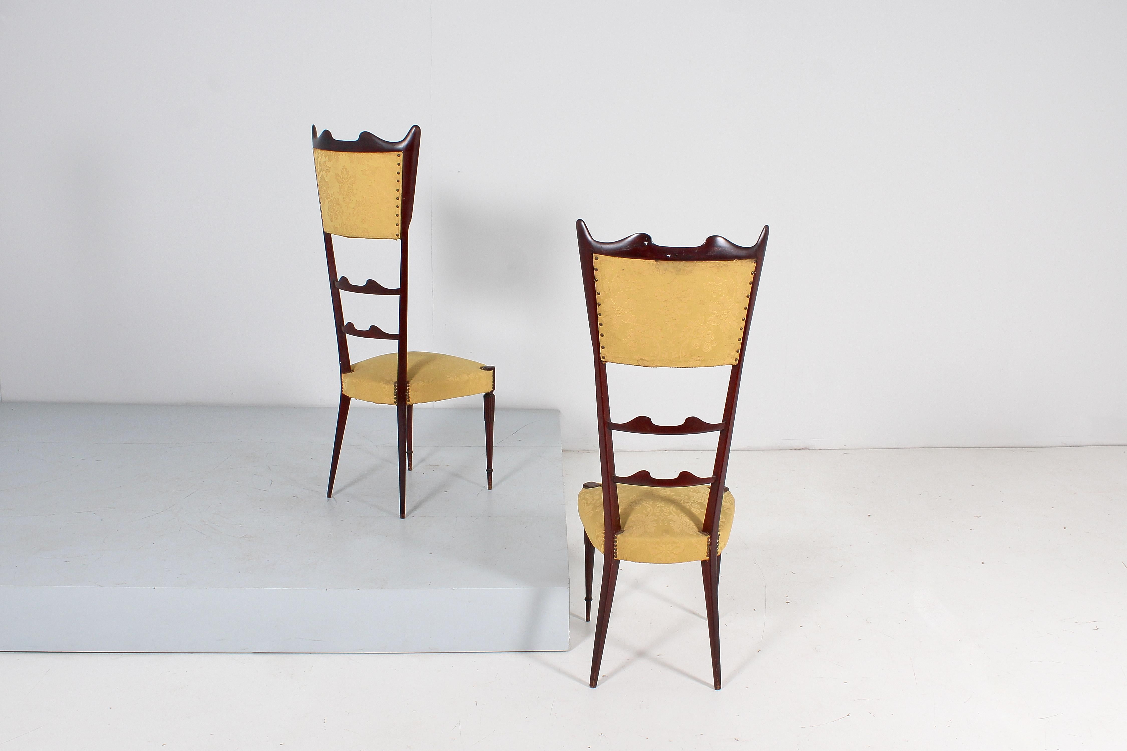 Mid-Century Modern Midcentury Giò Ponti Style High Espalier Chairs Set of 2, 1950s, Italy For Sale