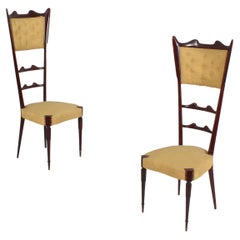Midcentury Giò Ponti Style High Espalier Chairs Set of 2, 1950s, Italy