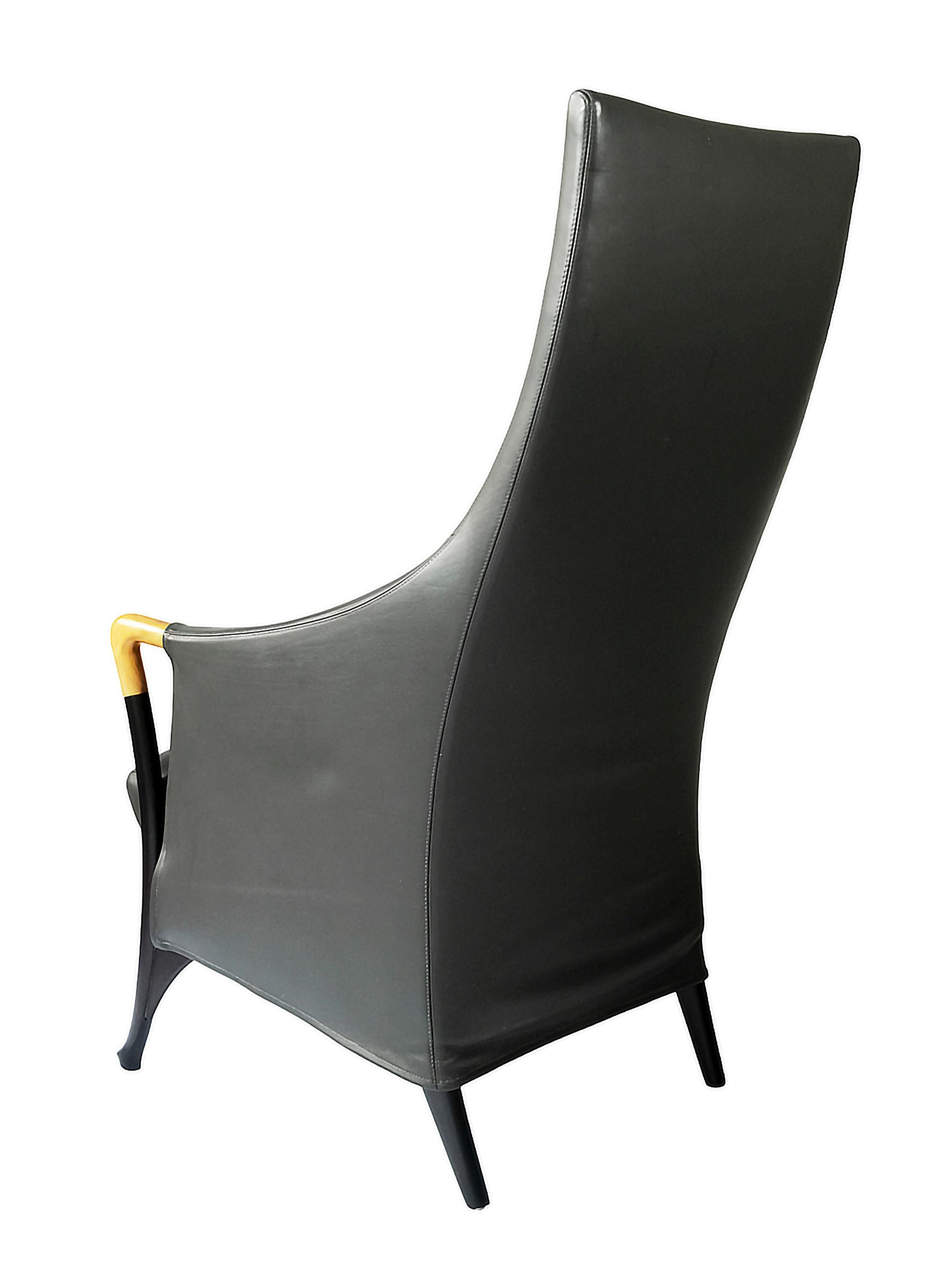 Mid-Century Modern Midcentury Giorgetti Progetti Leather Armchair by Umberto Asnago For Sale