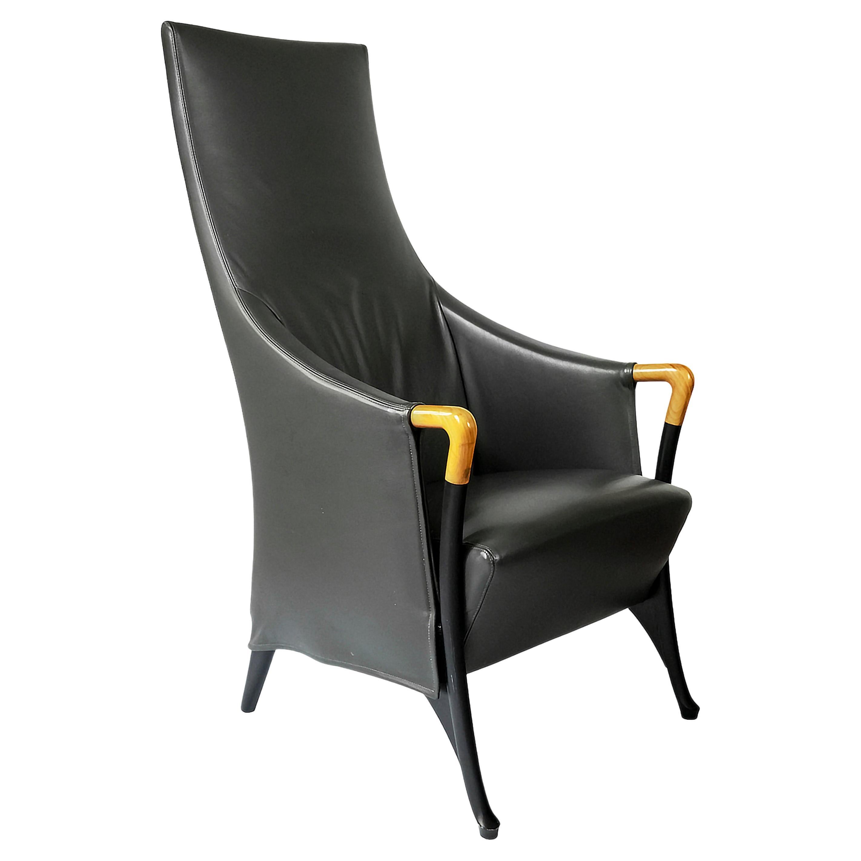Midcentury Giorgetti Progetti Leather Armchair by Umberto Asnago