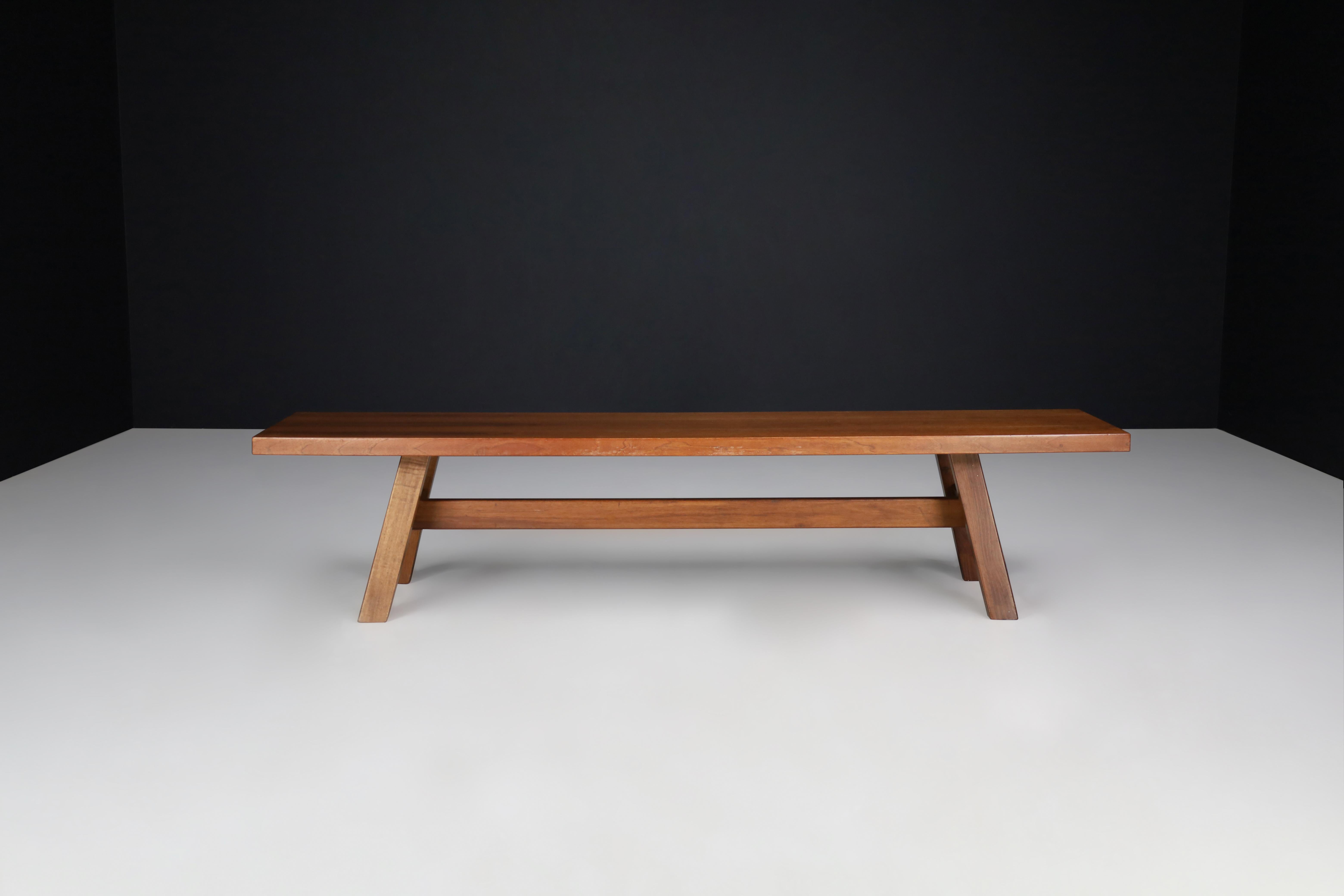 Mid-Century Modern Midcentury Giovanni Michelucci Walnut Torbecchia Bench Poltronova Italy 1964 For Sale