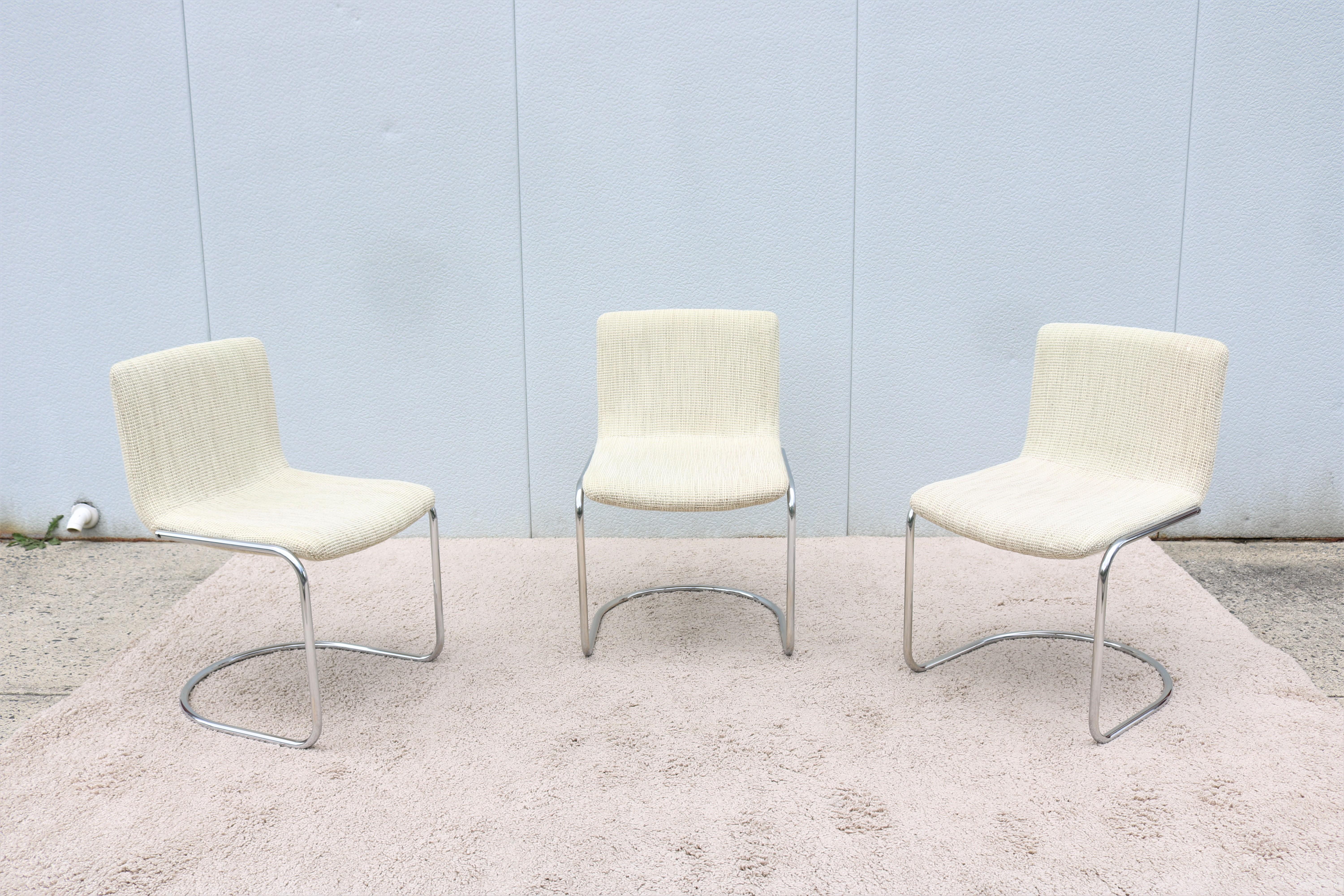 Mid-Century Modern Mid-Century Giovanni Offredi for Saporiti Italia Lens Dining Chairs, Set of 3 For Sale