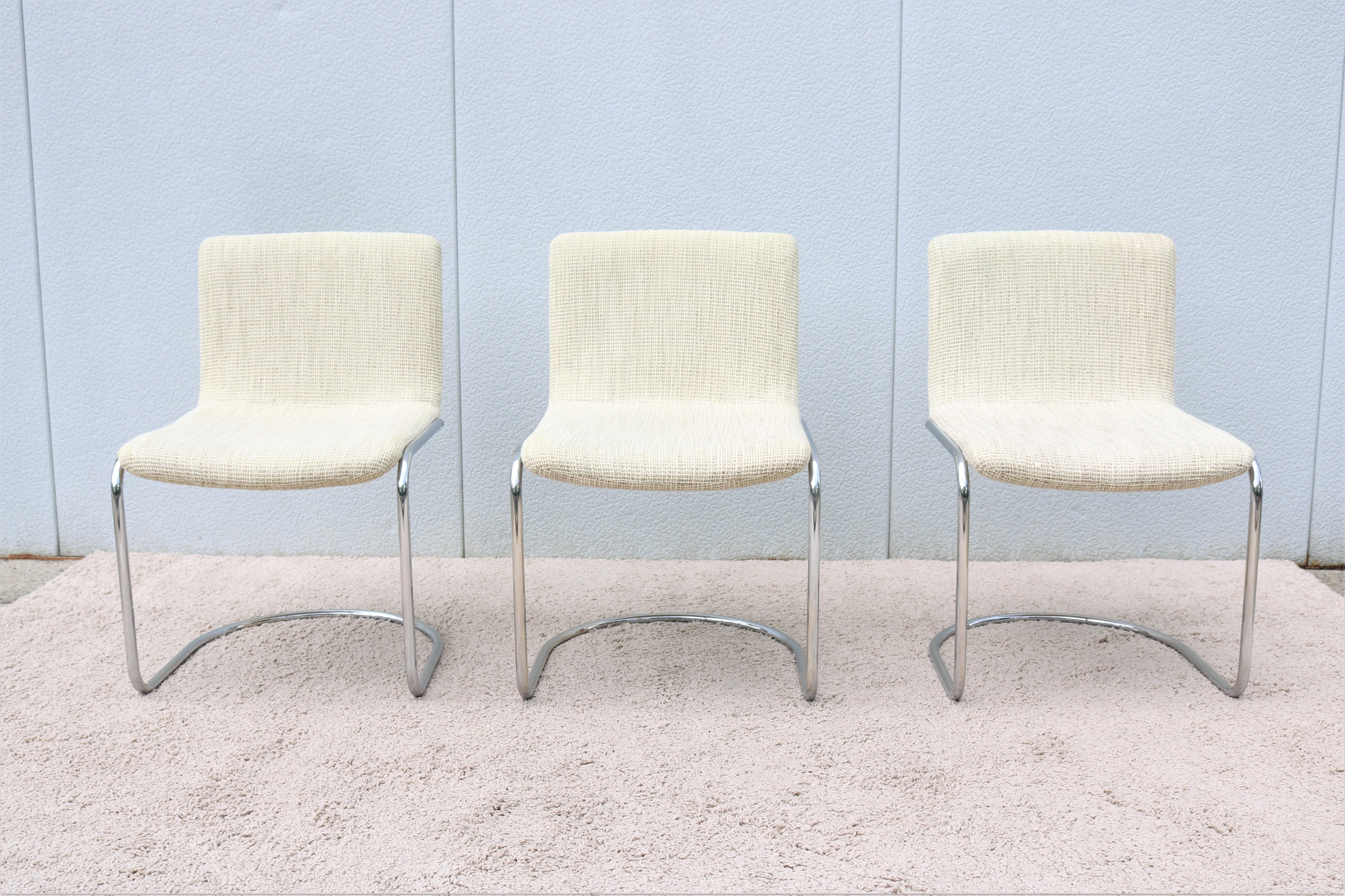 Plated Mid-Century Giovanni Offredi for Saporiti Italia Lens Dining Chairs, Set of 3 For Sale