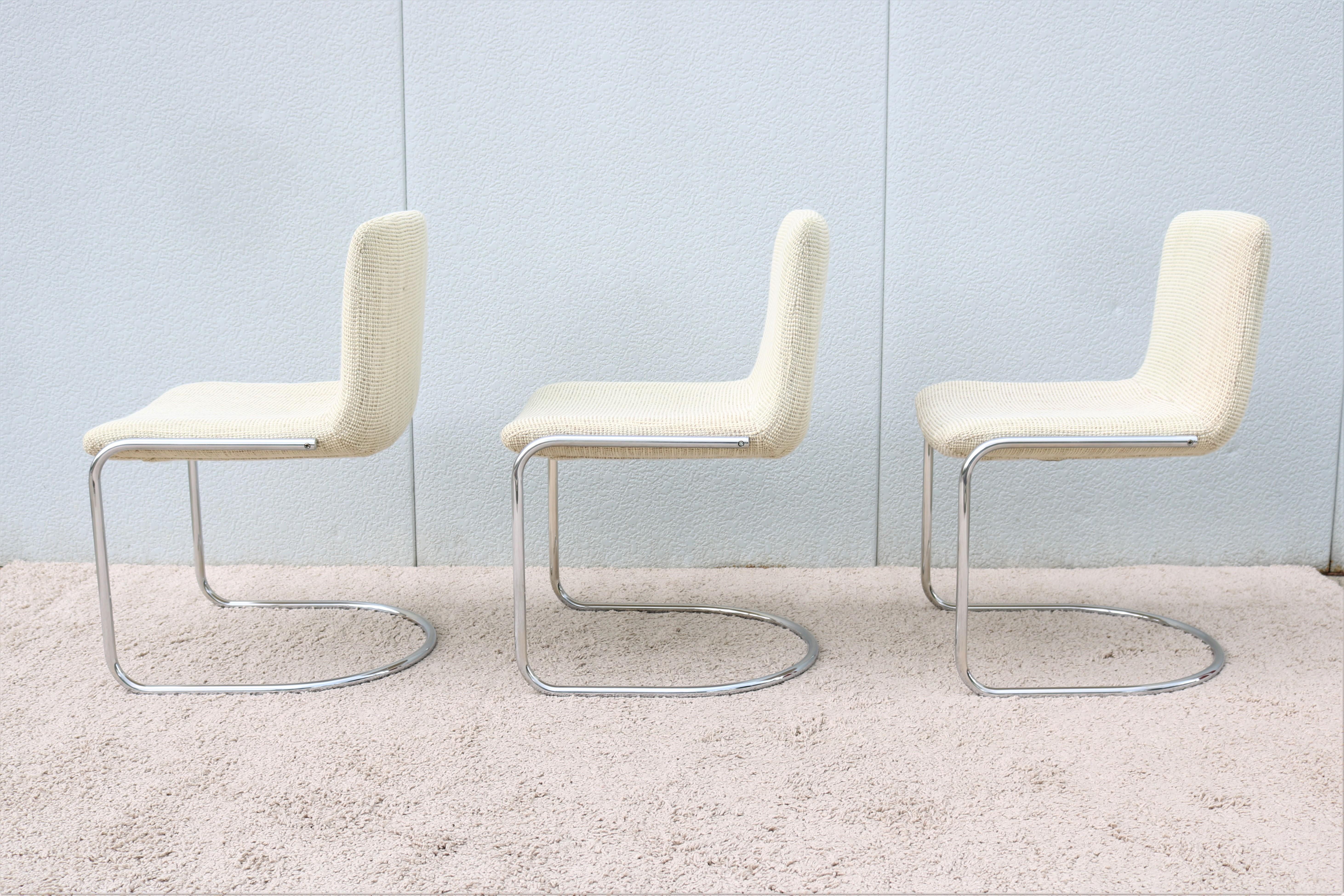 Steel Mid-Century Giovanni Offredi for Saporiti Italia Lens Dining Chairs, Set of 3 For Sale