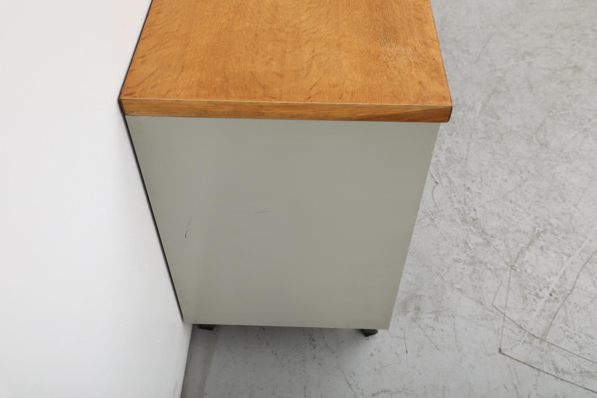 Mid-Century Gispen Industrial Credenza with Wood Top For Sale 4
