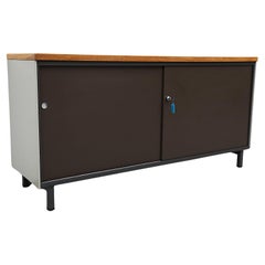 Vintage Mid-Century Gispen Industrial Credenza with Wood Top