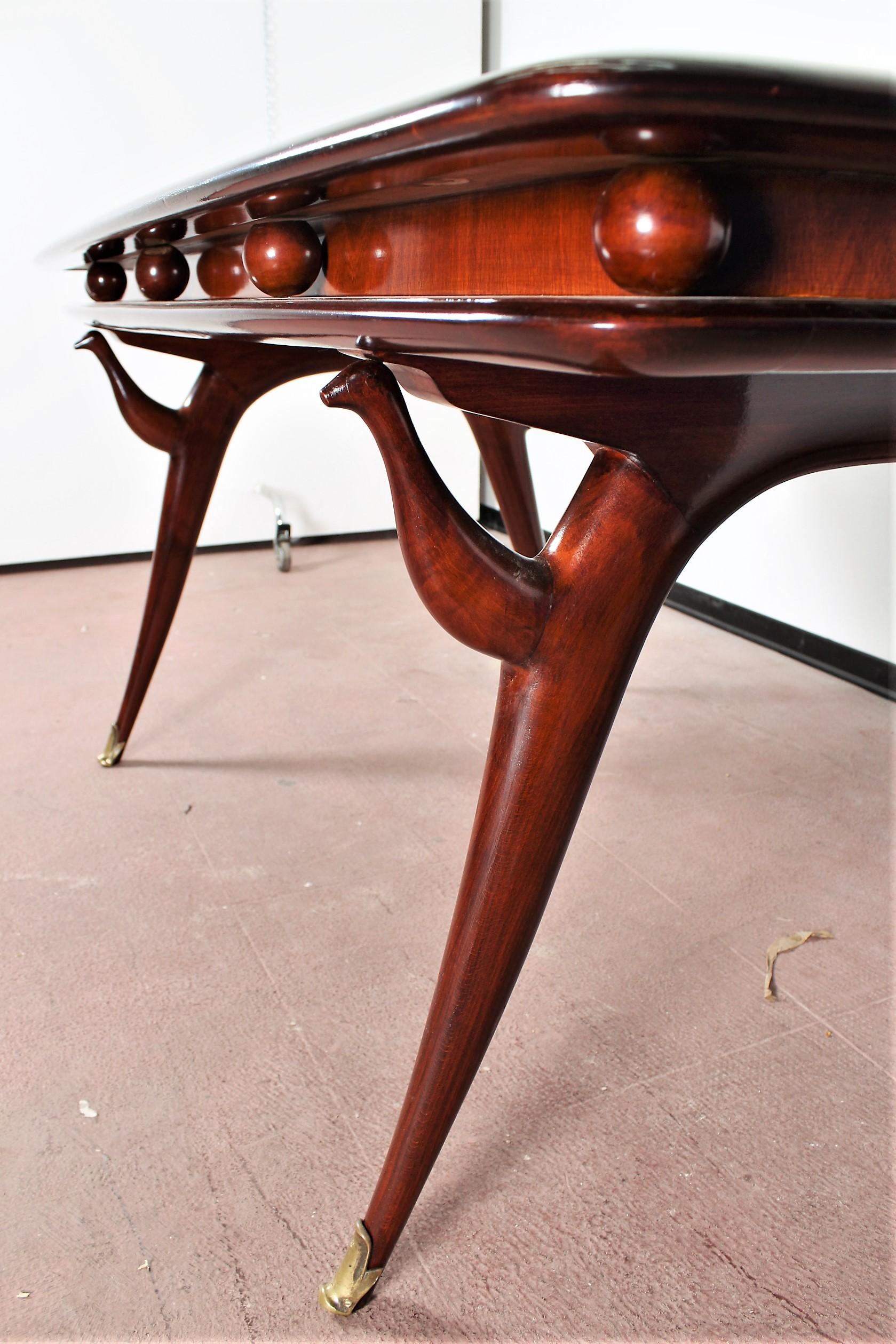 Mid-Century Giuseppe Anzani Brown Rectangular Wooden Table, Italy, 1950 4