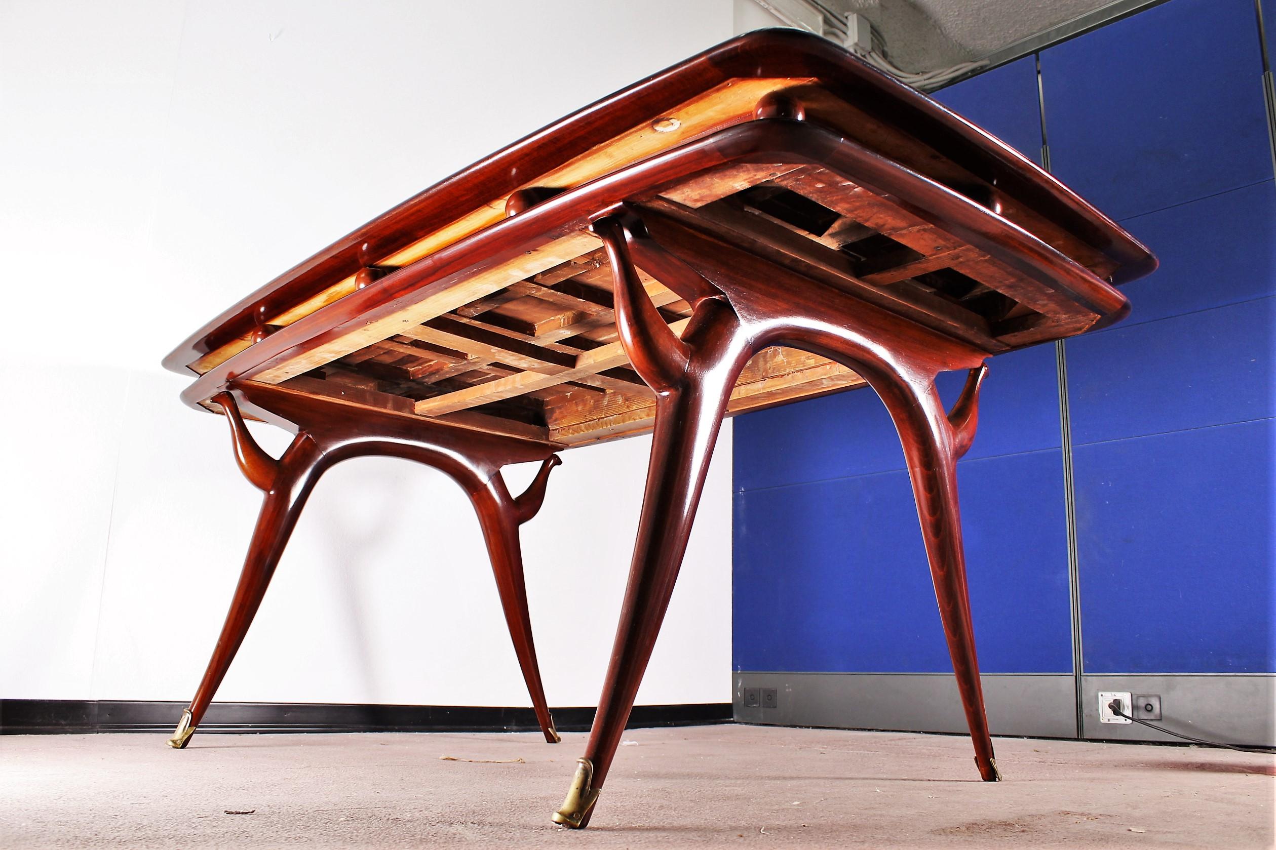 Mid-Century Giuseppe Anzani Brown Rectangular Wooden Table, Italy, 1950 10