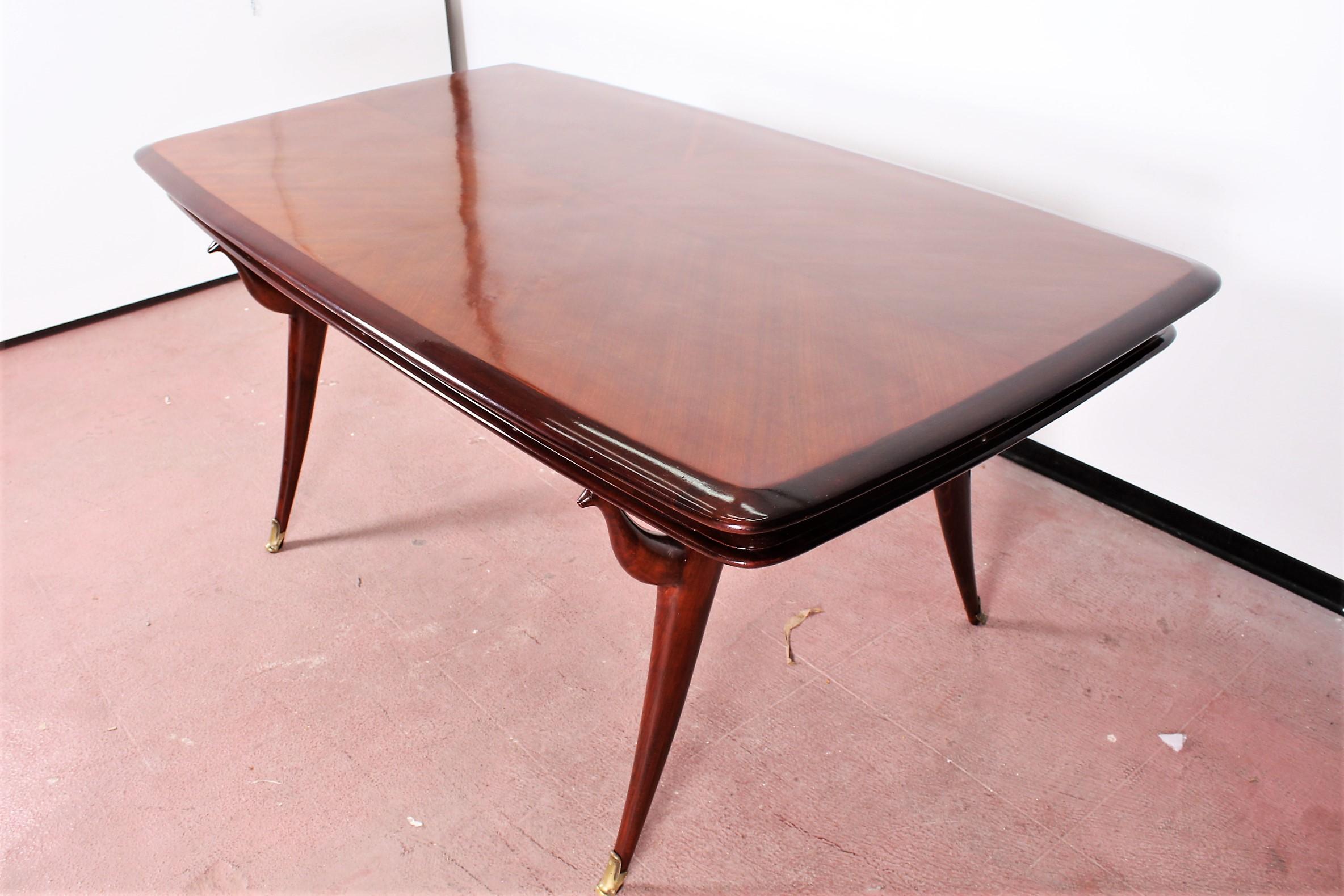 Mid-Century Giuseppe Anzani Brown Rectangular Wooden Table, Italy, 1950 In Good Condition In Palermo, IT