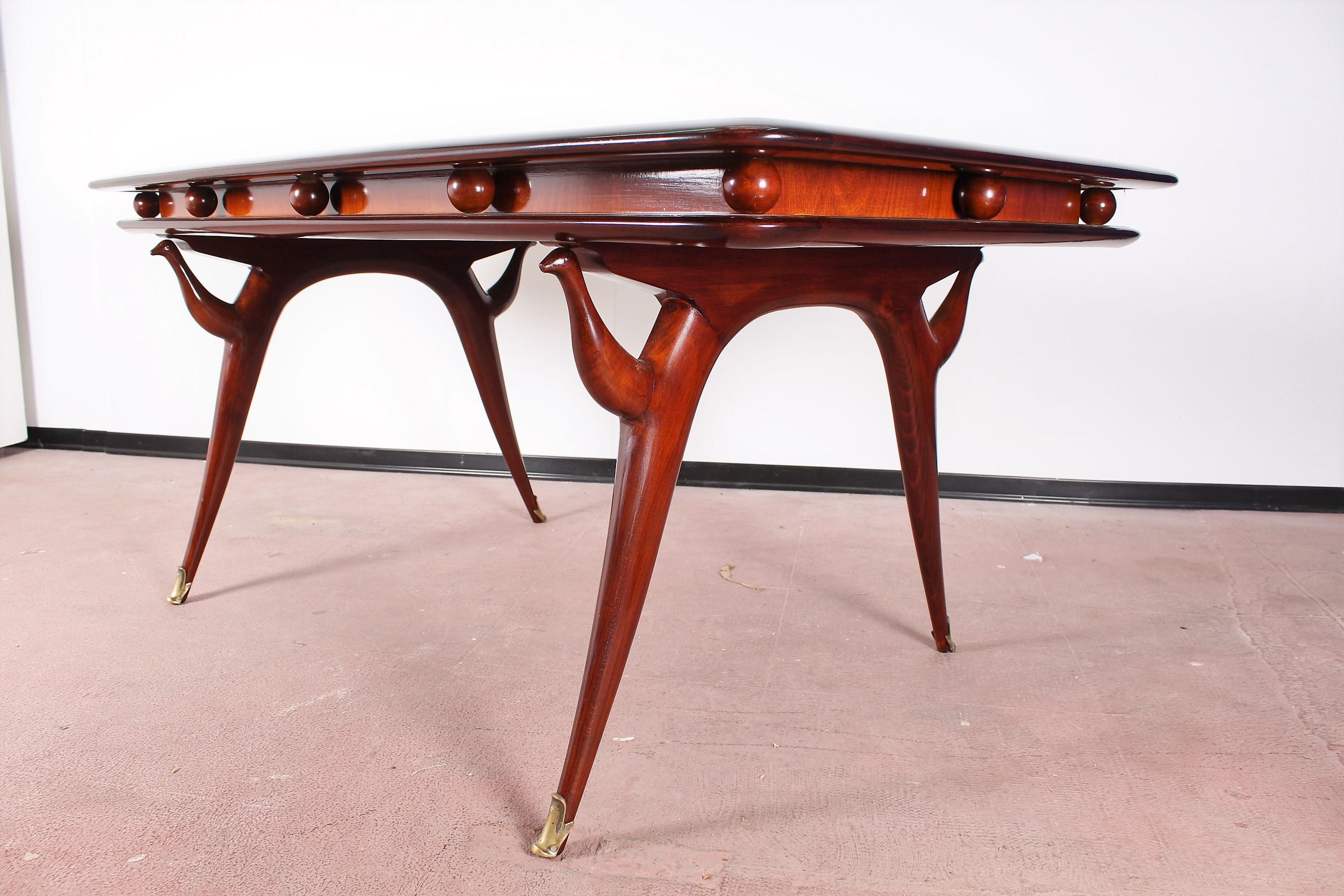 Mid-20th Century Mid-Century Giuseppe Anzani Brown Rectangular Wooden Table, Italy, 1950