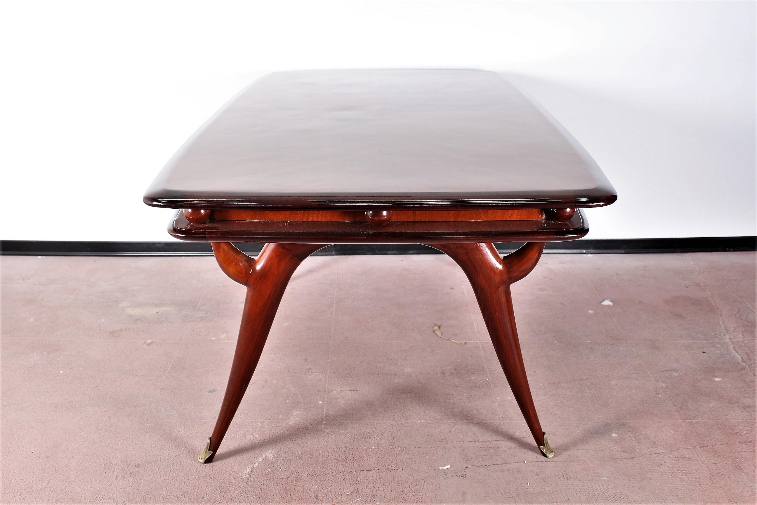 Mid-Century Giuseppe Anzani Brown Rectangular Wooden Table, Italy, 1950 1