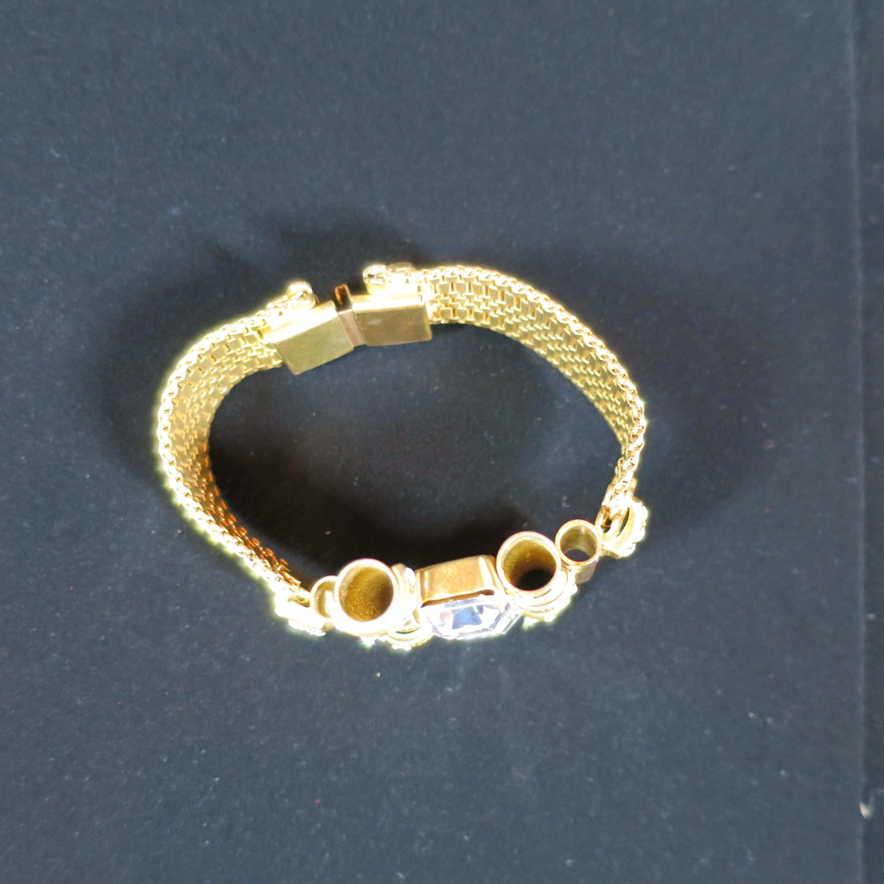 Mid-Century Glam Architectural Woven Link Crystal Bracelet, 1940s For Sale 6