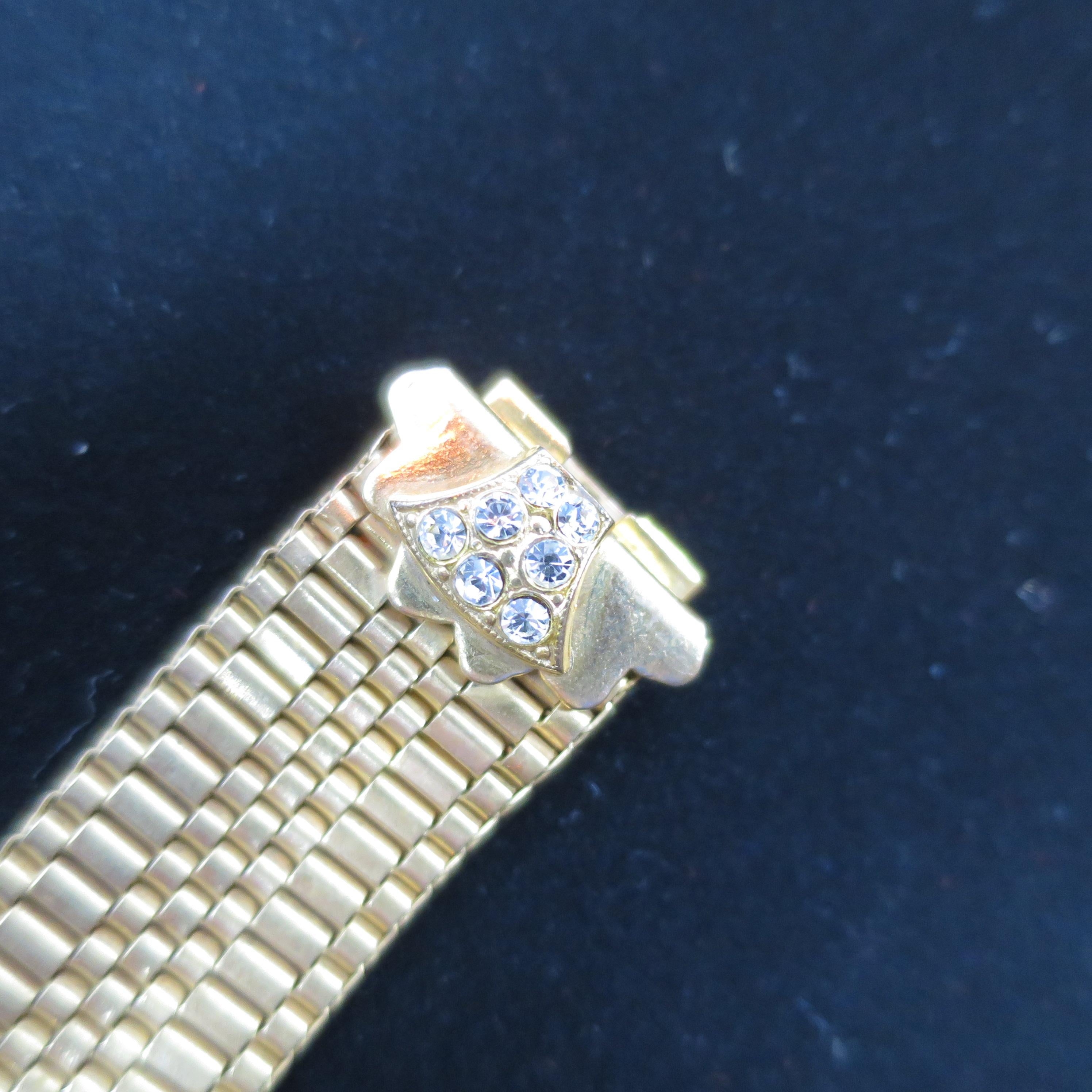 Mid-Century Glam Architectural Woven Link Crystal Bracelet, 1940s For Sale 11