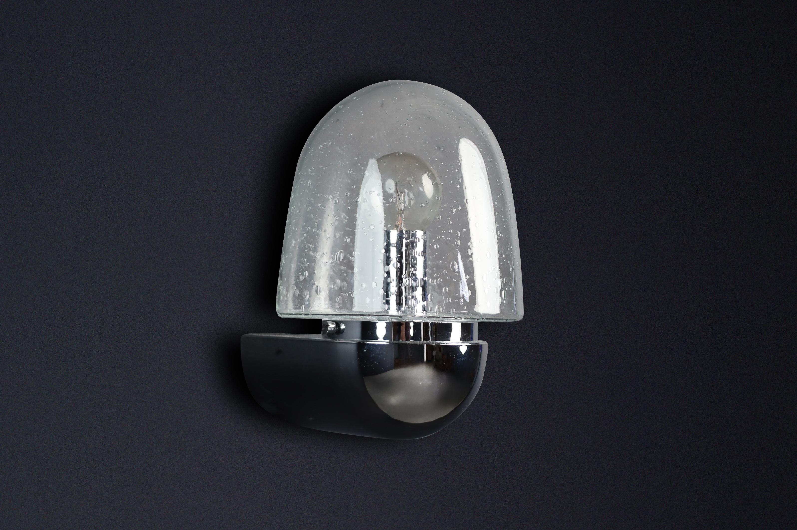 Aplique de pared Glashütte Limburg de mediados de siglo - Cromo y cristal burbuja, años 60 en Bueno estado para la venta en Almelo, NL