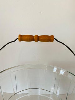 Mid-Century Glass Anchor Hocking Bucket with Wood Handle