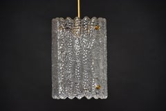 Mid-century glass and brass ceiling lamp/ fixture by Carl Fagerlund for Orrefors