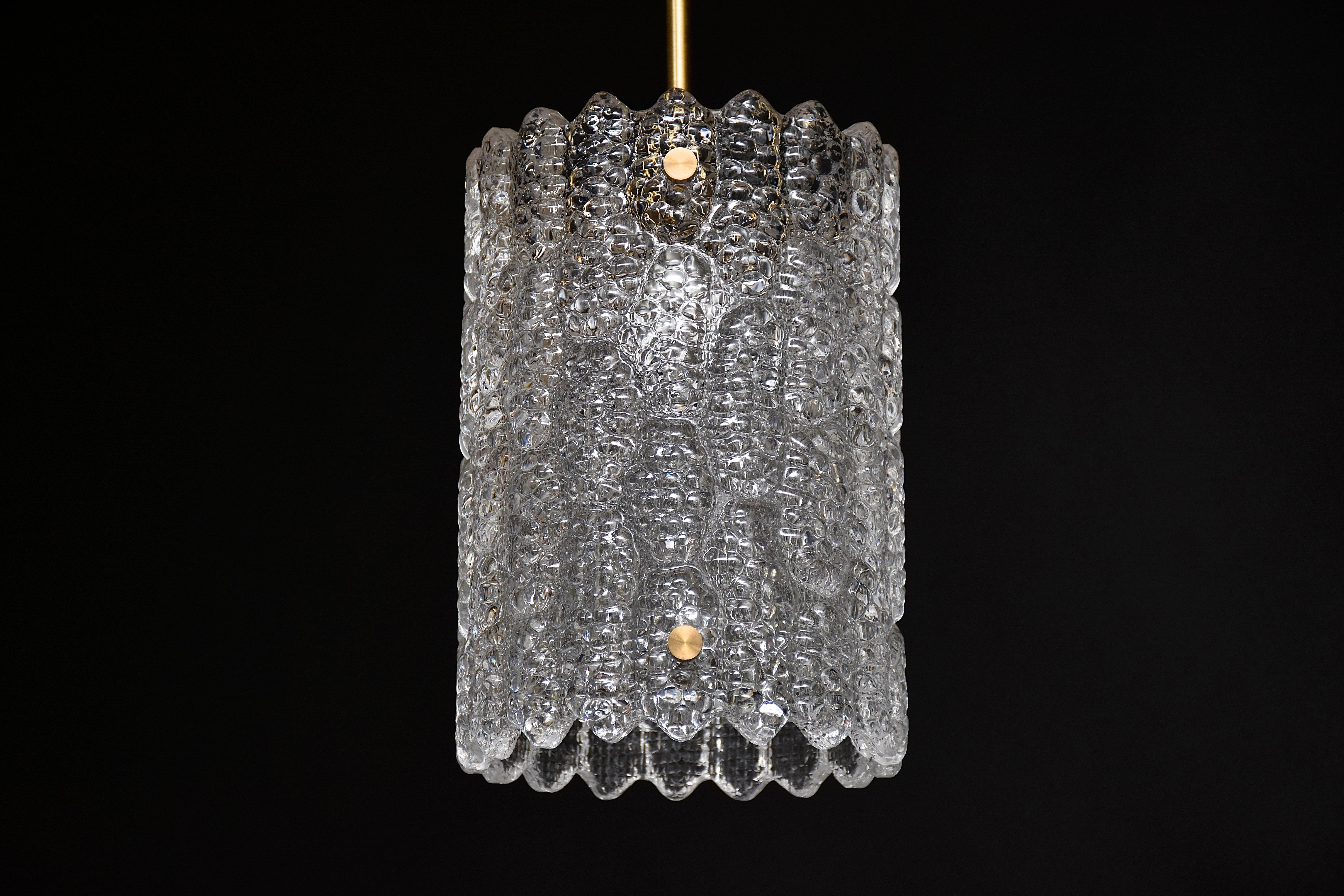 Lámpara/plafón de techo de cristal y latón de mediados de siglo, de Carl Fagerlund para Orrefors en Bueno estado para la venta en SON EN BREUGEL, NL
