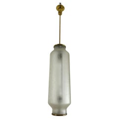 Mid-Century Glass And Brass Chandelier Attributed to Angelo Lelli for Arredoluce