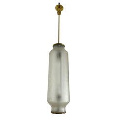 Lampadario in vetro e ottone di metà secolo attribuito ad Angelo Lelli per Arredoluce