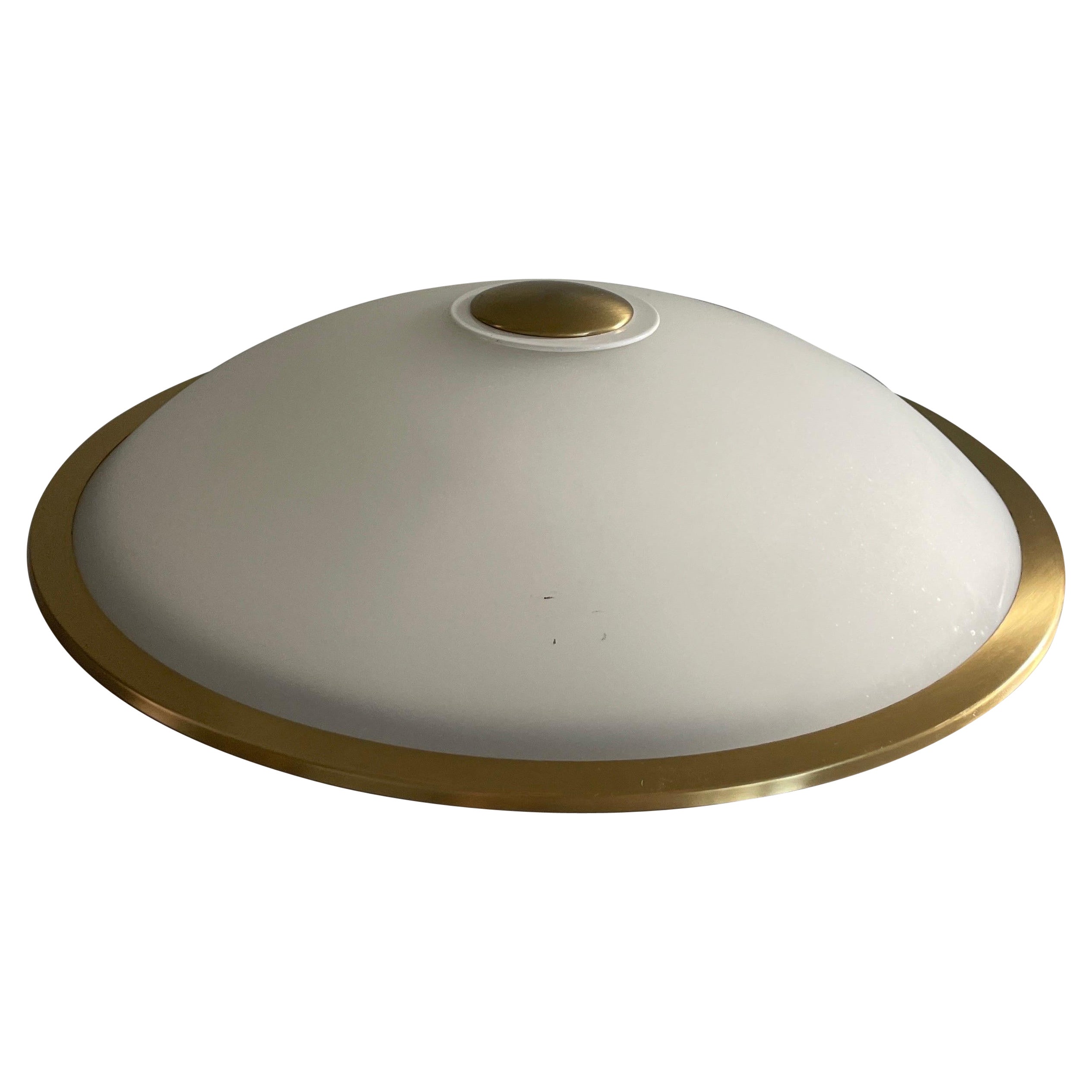 Mid-Century Glass and Brass Flush Mount Ceiling Light, 1960s, Germany