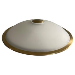 Mid-Century Glass and Brass Flush Mount Ceiling Light, 1960s, Germany