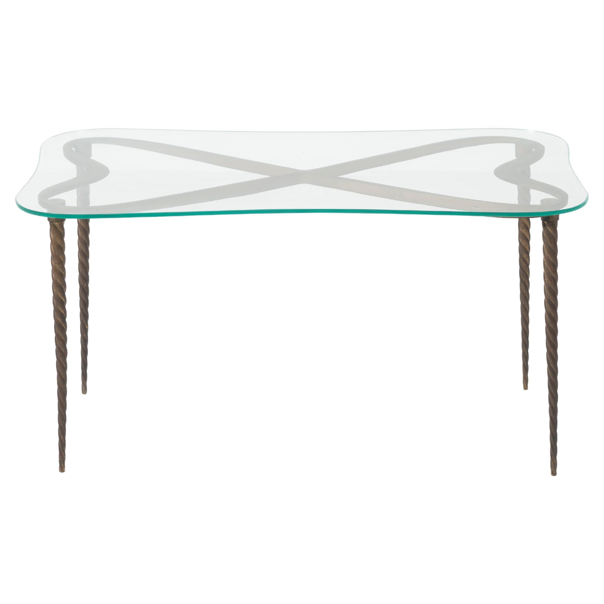 Italian Brass and Glass Swivel Coffee Table at 1stDibs