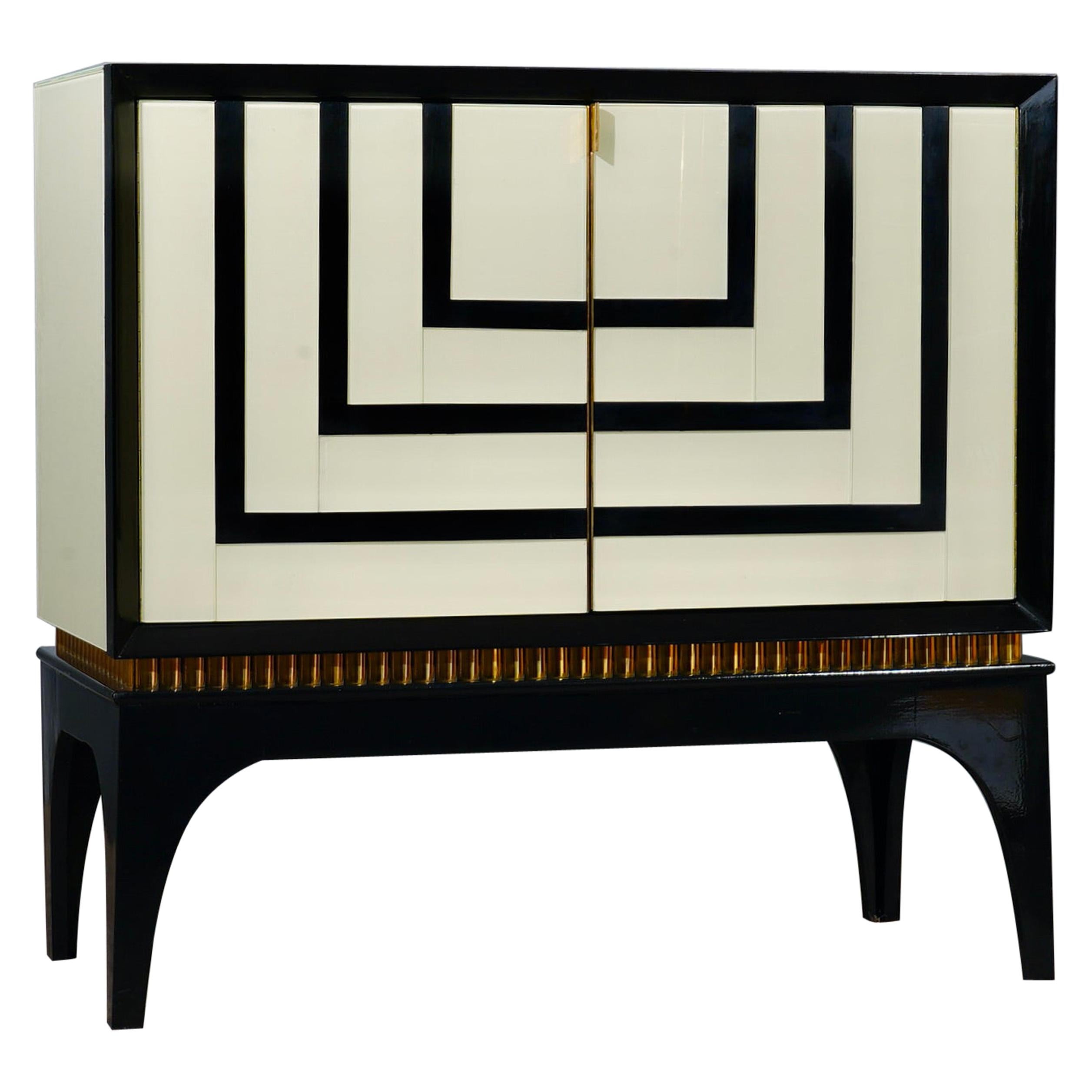 Mid Century Sideboard Buffet with Brass Handles at 1stDibs