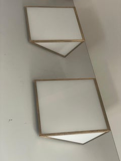 Mid-Century Glass and Brass Large Pair of Cinema Sconces, 1950s, Italy