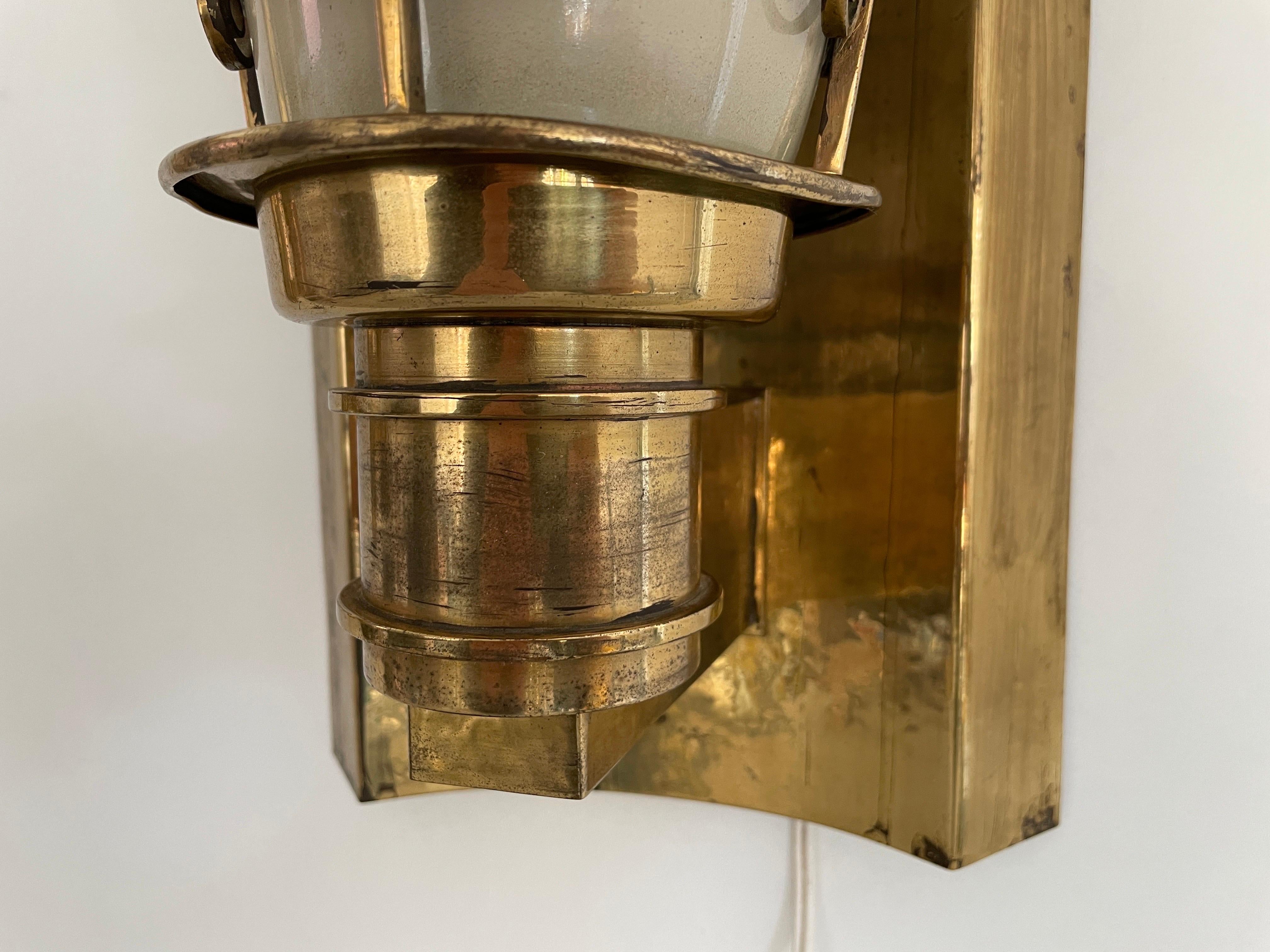 Mid-century Glass and Brass Pair of Large Cinema Sconces, 1950s, Germany For Sale 3