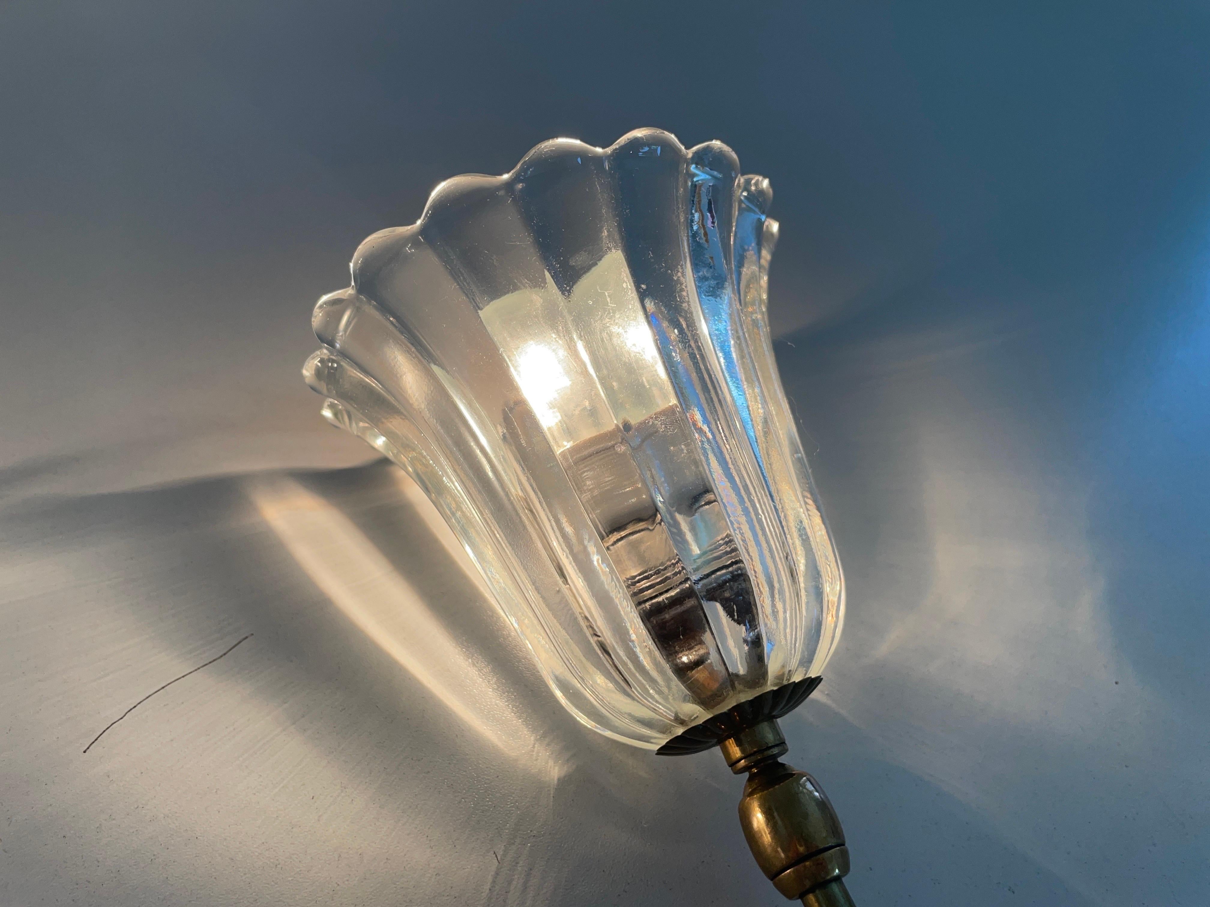 Mid-century Glass and Brass Pair of Sconces by Barovier & Toso, 1950s, Italy For Sale 10