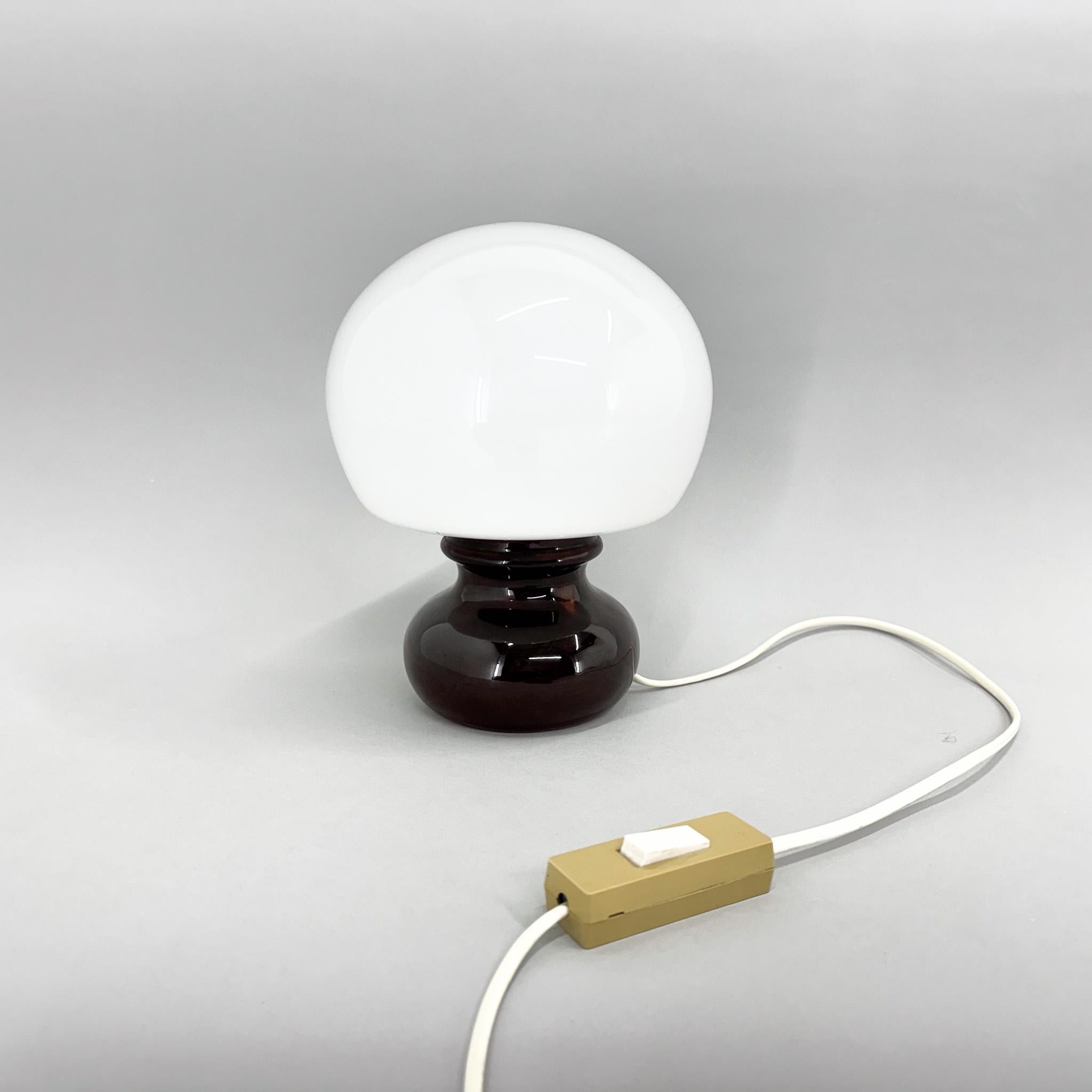 Czech Mid Century Glass and Ceramic Table Lamp, 1960's For Sale